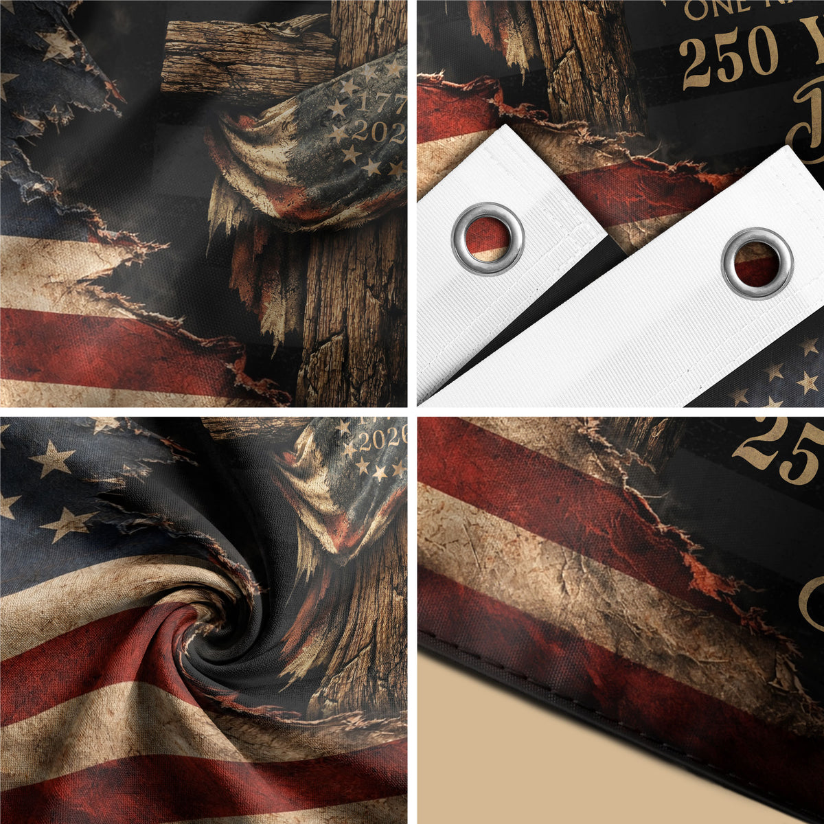 American Christian Freedom Flag 1776–2026 Patriotic Yard Decor - Rust Field Wear