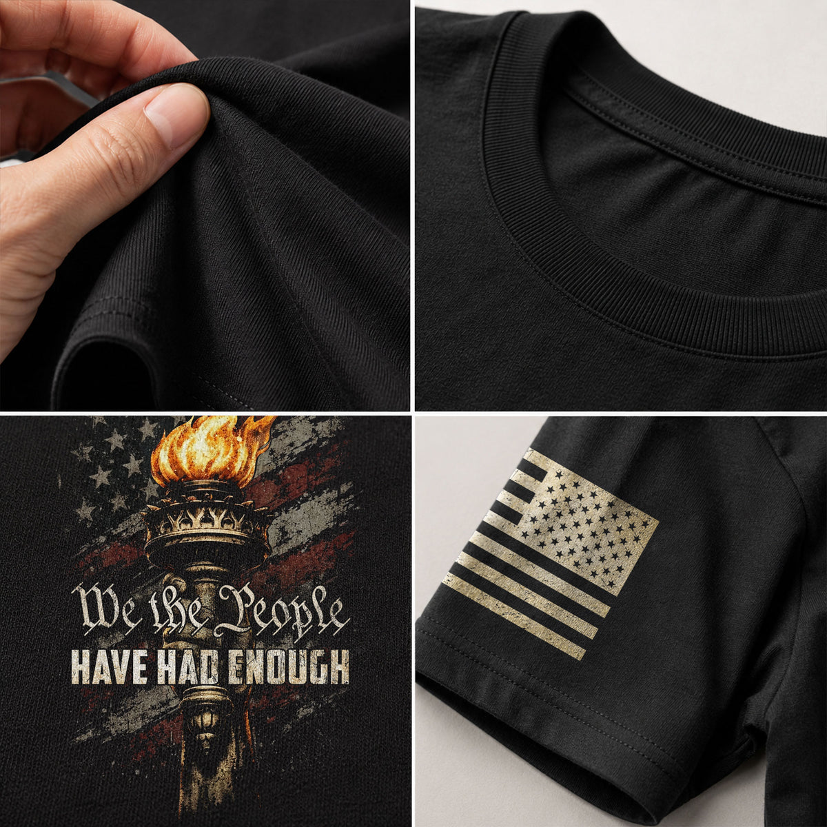 We The People Have Had Enough T-Shirt Patriotic American Flag Flaming Liberty Torch Freedom Statement Tee - Rust Field Wear