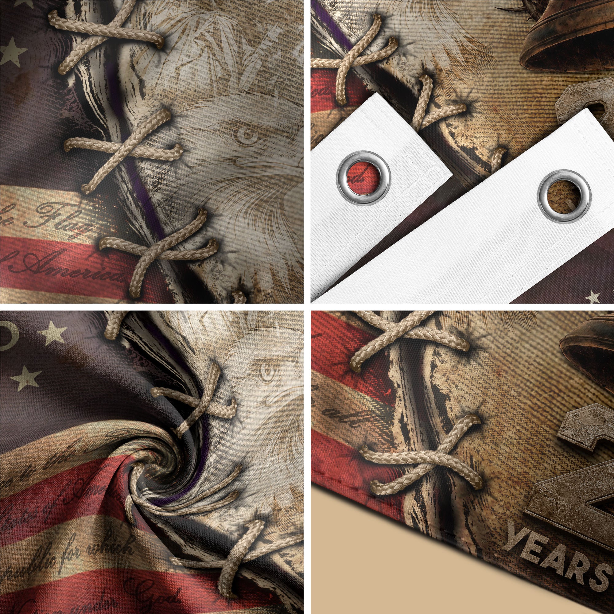 USA 250th Christian Flag 1776–2026 Patriotic Faith Outdoor Decor - Rust Field Wear