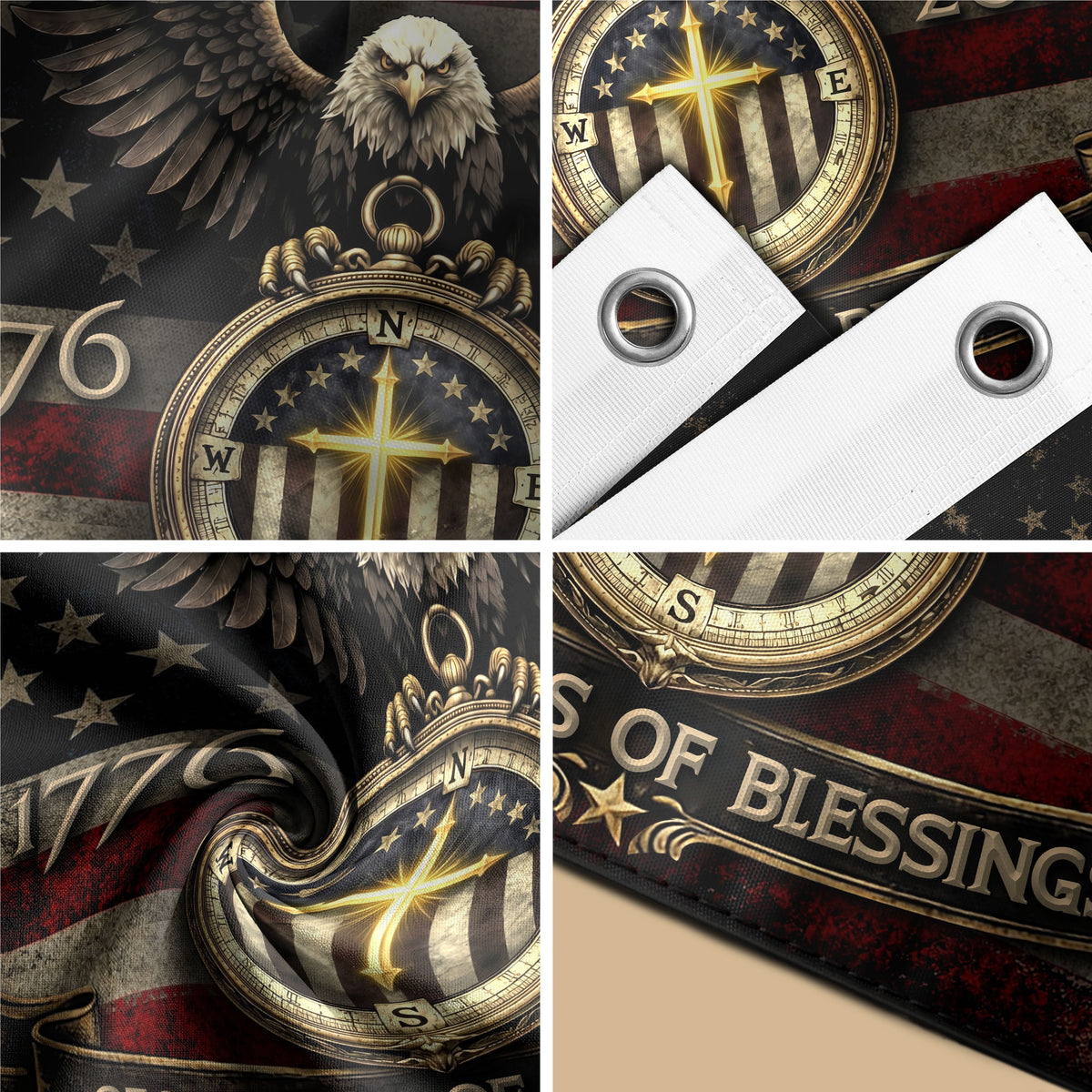 American Christian Faith Flag 250 Years Freedom Celebration Decor - Rust Field Wear