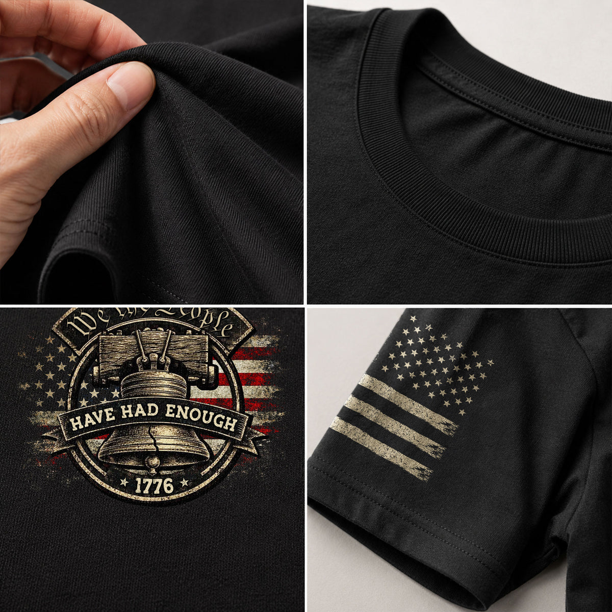We The People Have Had Enough T-Shirt 1776 Patriot Distressed Liberty Bell Circular Design American Statement Tee - Rust Field Wear