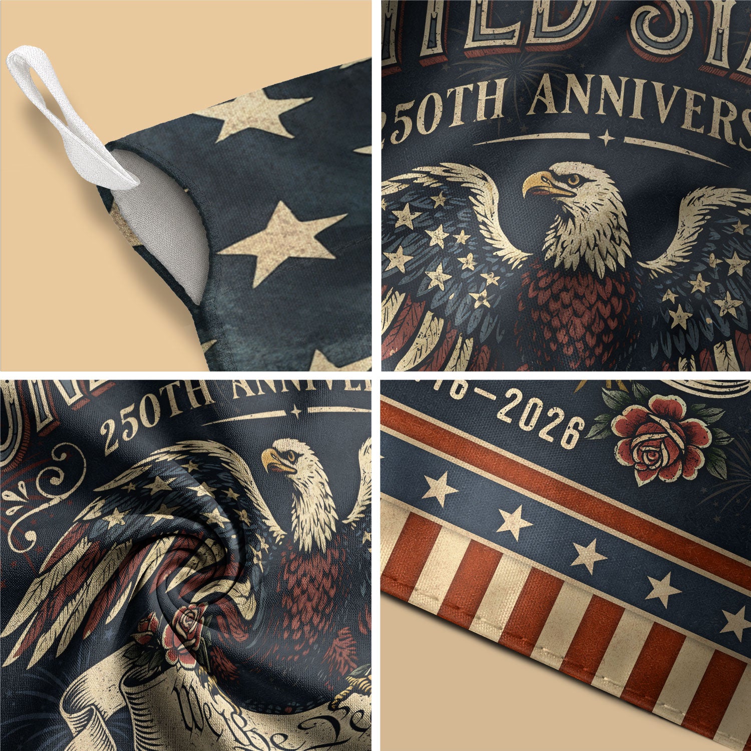 United States 250th Anniversary 1776–2026 House Flag – We The People Bald Eagle Vintage Double Sided Banner