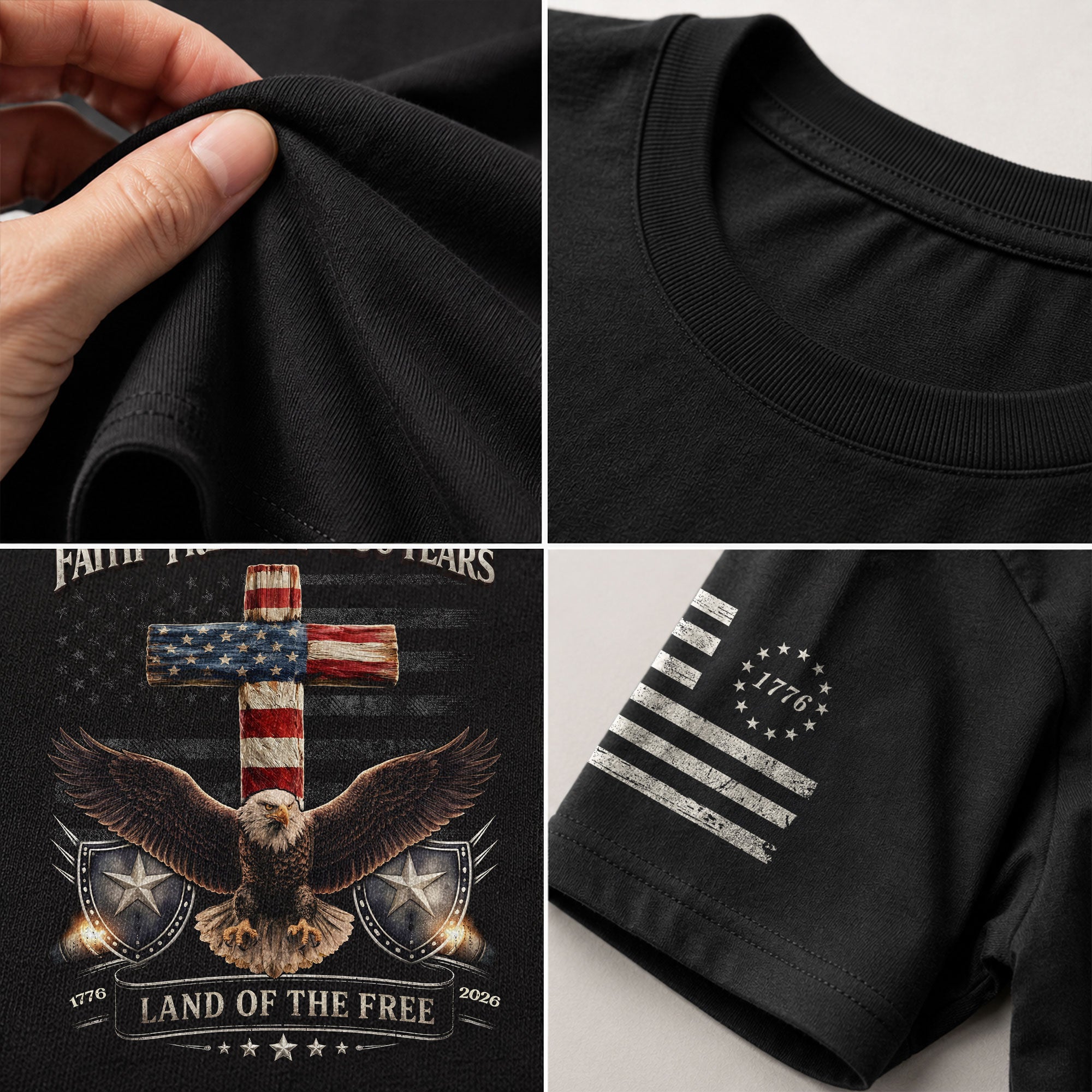 250 Years America Anniversary Shirt - Faith and Freedom Eagle Cross Christian Shirts - Rust Field Wear
