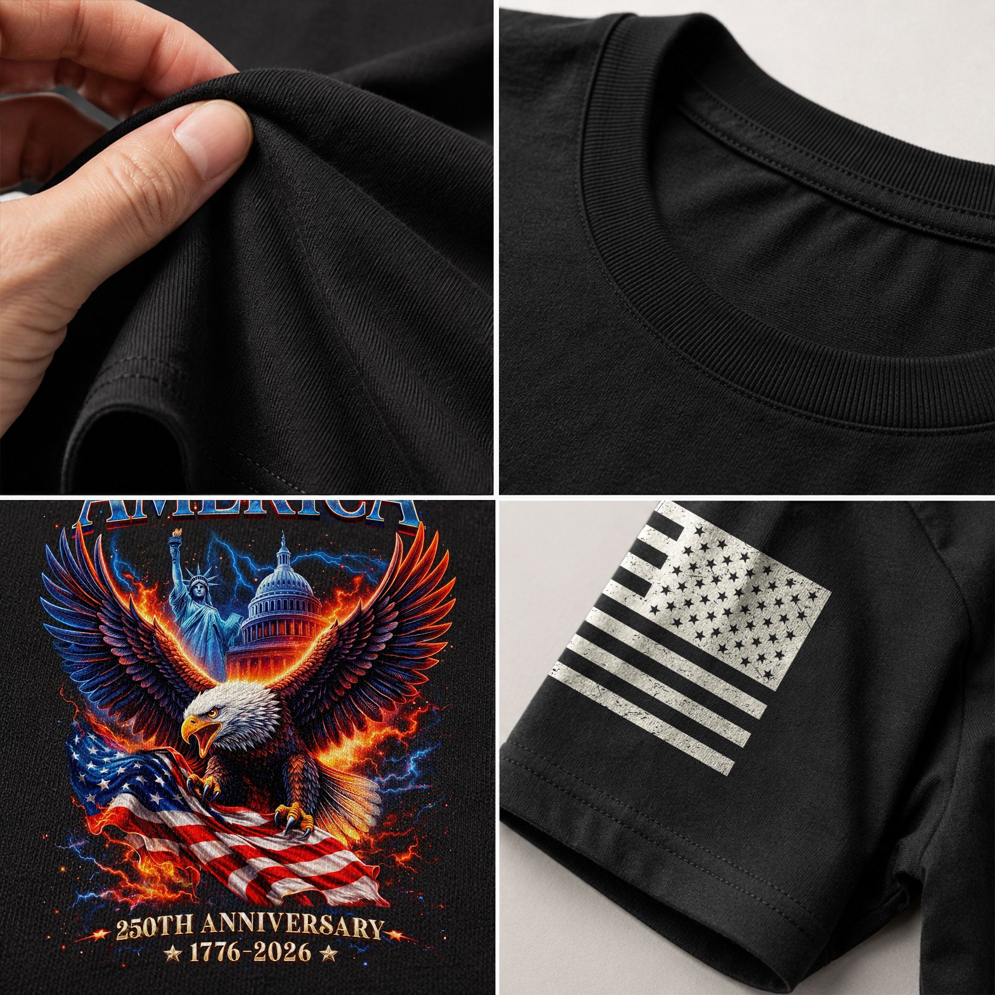 250 Year American Anniversary Shirt - Freedom Eagle Bootleg Graphic Tee - Rust Field Wear