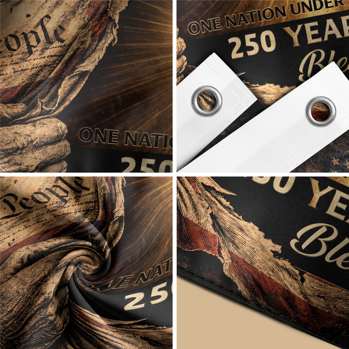 250 Years of Blessings Flag - Christian American One Nation Under God Patriot & US Flag Banner Heritage - Rust Field Wear