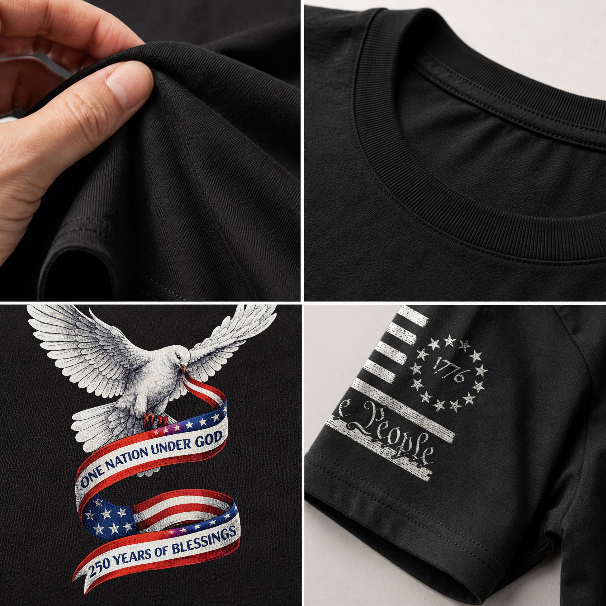 250 Years of Blessings One Nation Under God T-Shirt - Peace Dove Patriotic Graphic Tee - Rust Field Wear