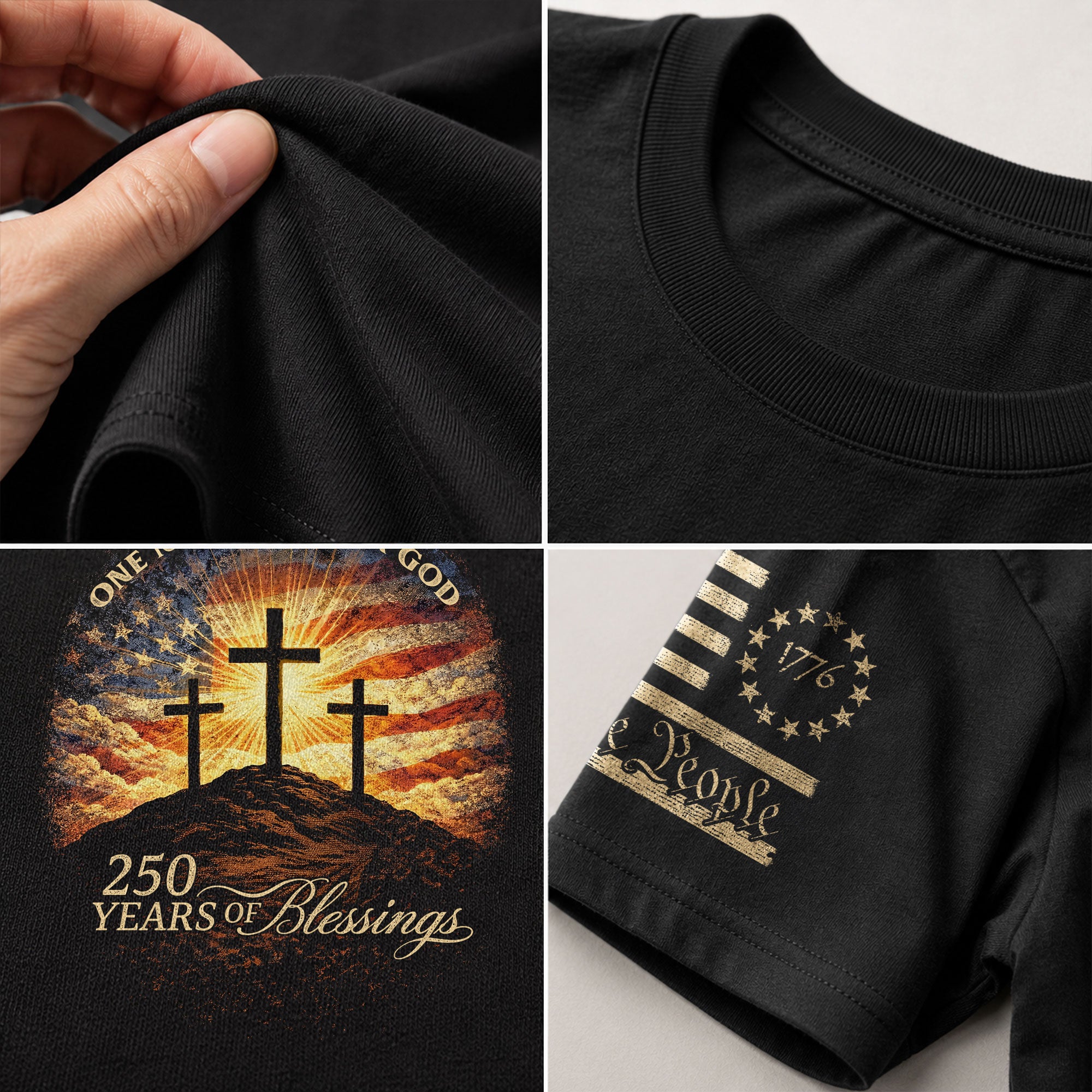 250 Years of Blessings One Nation Under God Shirt - 250th Anniversary Commemorative Crosses & Flag Tee - Rust Field Wear