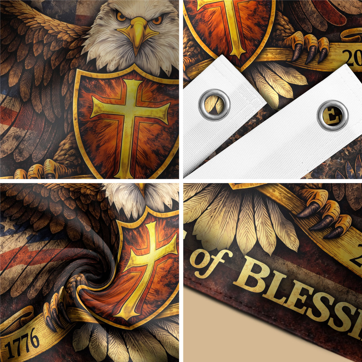 250 Years America Anniversary Eagle Flag - One Nation Under God 250 Years Banner, Double Sided 1776-2026 Flag - Rust Field Wear