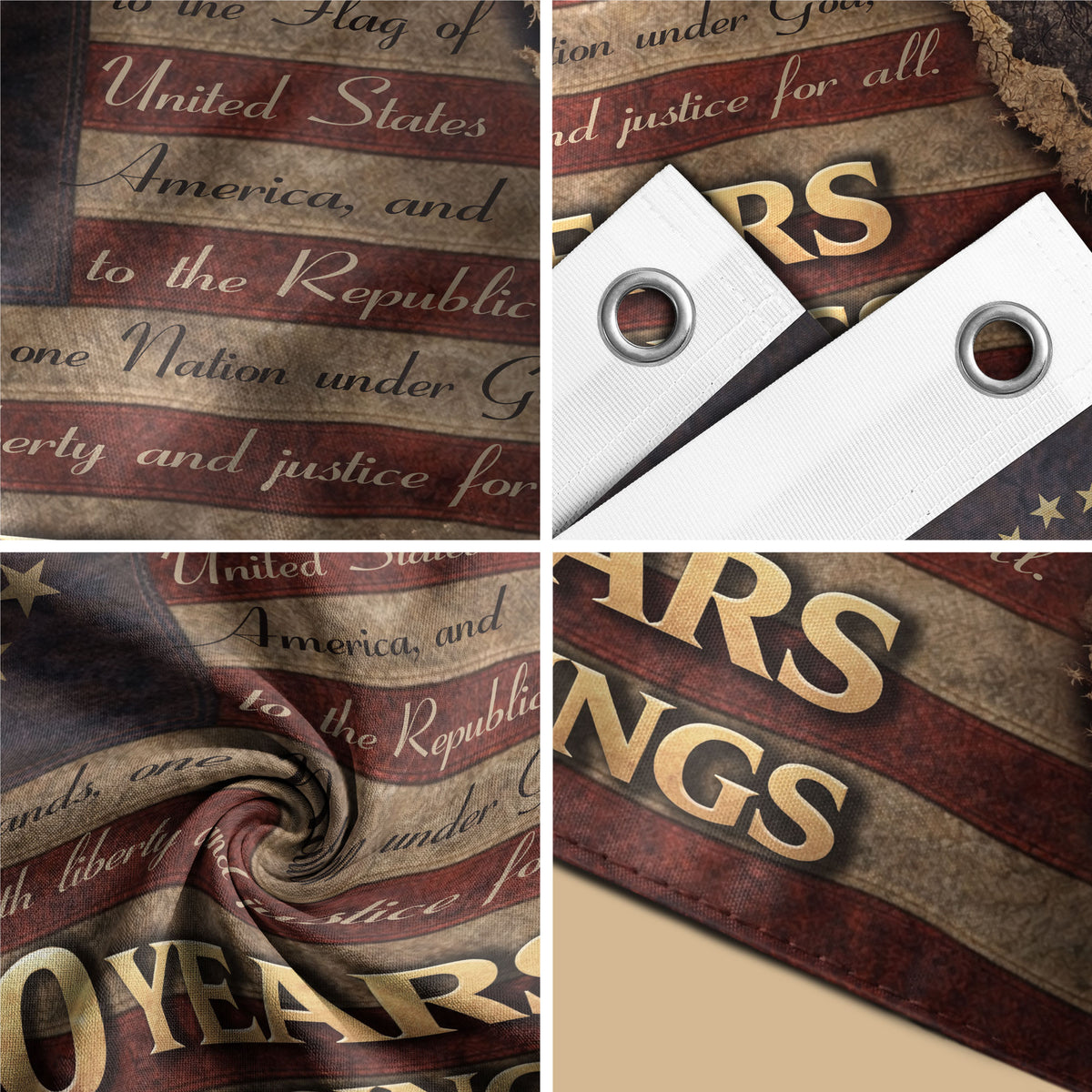250 Years of Blessings American Flag - Christian Patriotic One Nation Under God Design, Double Sided Flag - Rust Field Wear