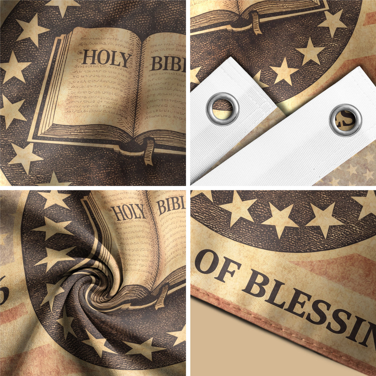 One Nation Under God America Christian Patriotic 250th Anniversary Flag - 250 Years of Blessings Holy Bible & Cross Banner, 1776-2026 Patriotic Double Sided Flag - Rust Field Wear