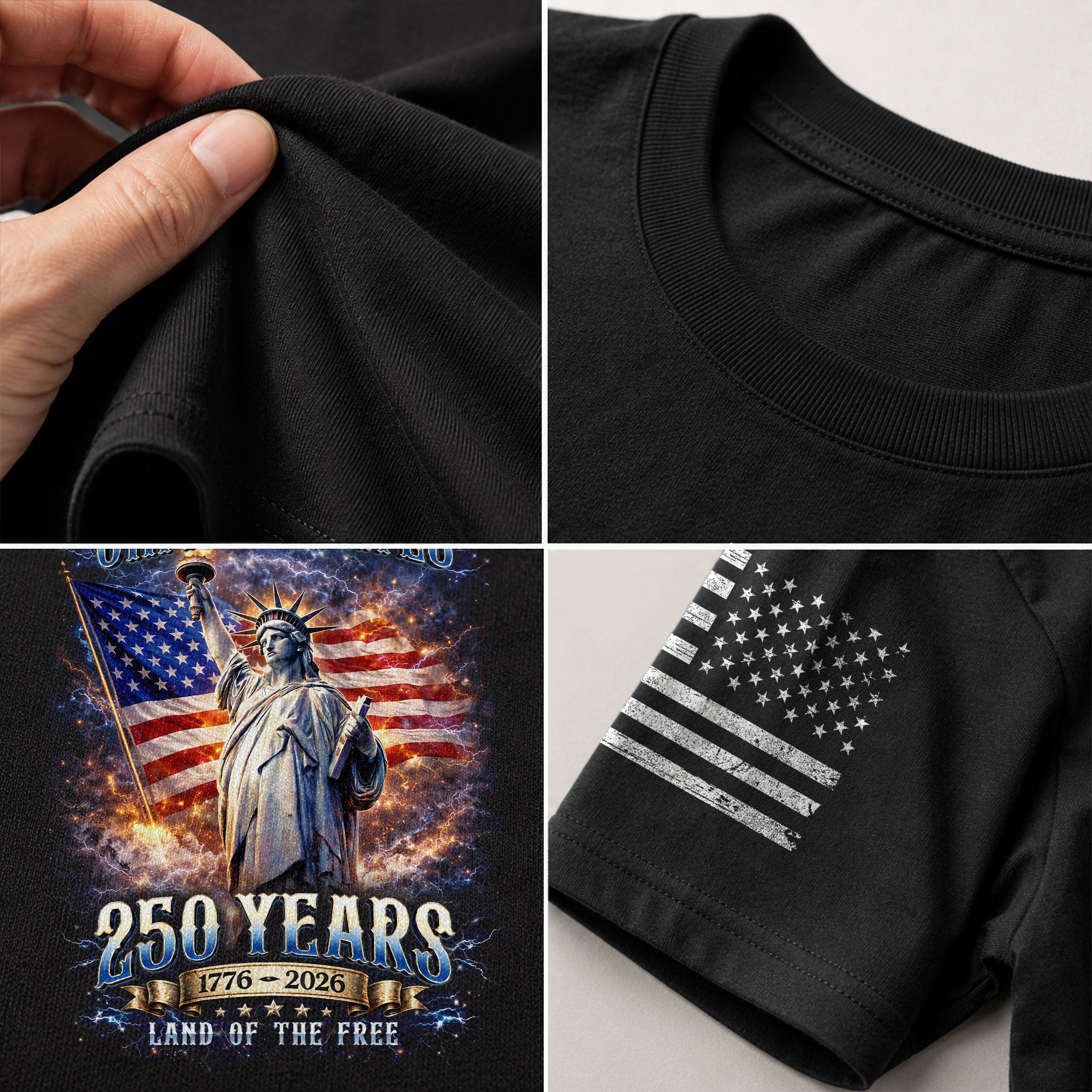 Statue of Liberty 250th Anniversary Bootleg Shirt - 1776-2026 USA 250 Years Tee, Retro Patriotic Lightning Graphic Apparel - Rust Field Wear