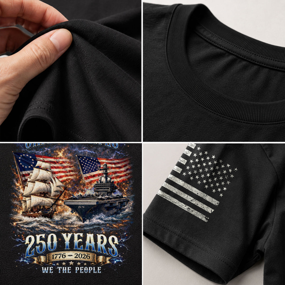 1776-2026 250th Anniversary Flag T-Shirt - 250 Years United States Navy Bootleg Tee, America 250th Birthday Freedom Apparel - Rust Field Wear