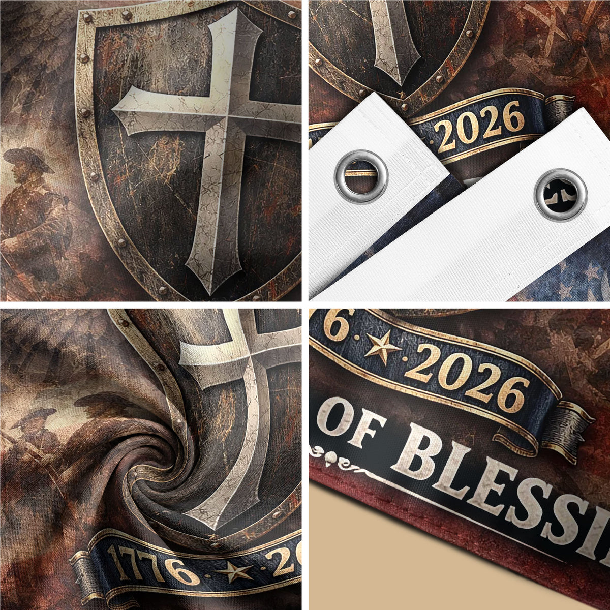 250 Years America Anniversary Flag, 1776-2026 Double Sided - Patriotic One Nation Under God House Banner - Rust Field Wear