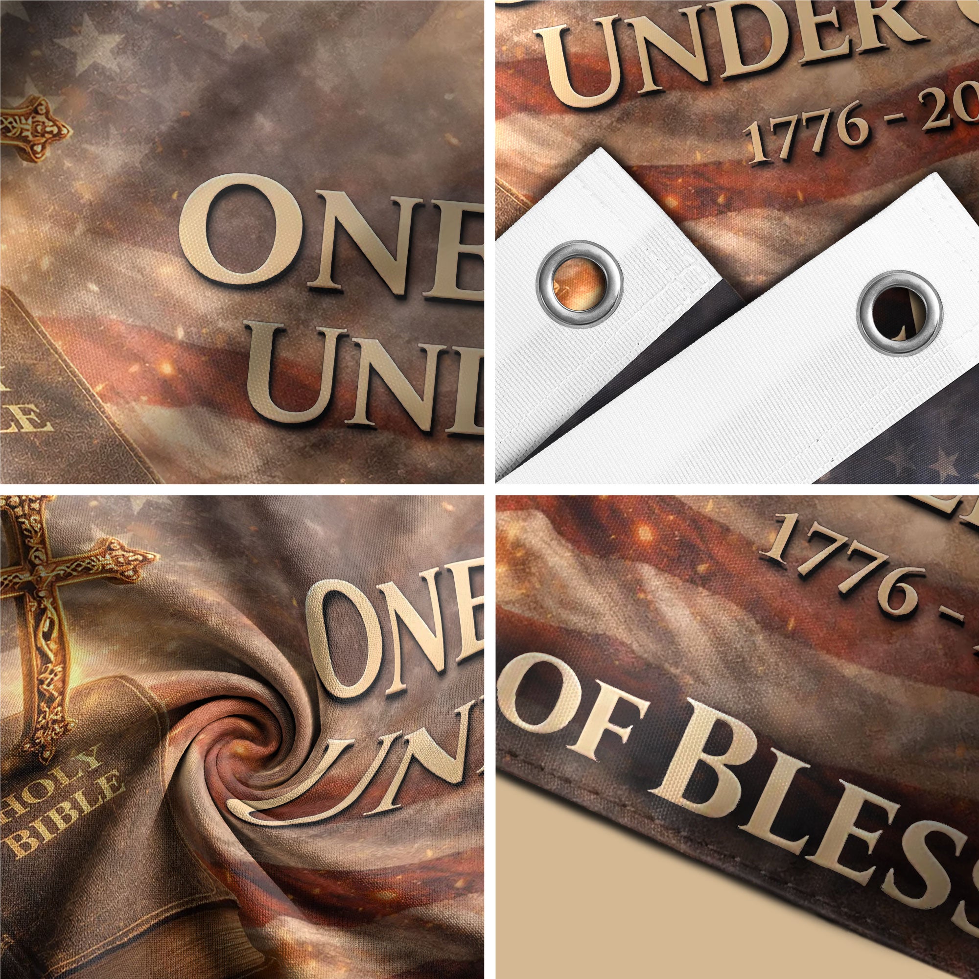 One Nation Under God 250th Anniversary 1776-2026 Patriotic Double Sided House Flag - 250 Years of Blessings Holy Bible & Cross Banner