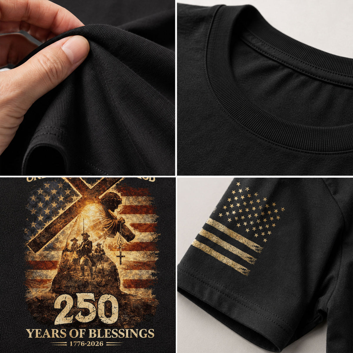 USA 250th Anniversary Shirt – 1776-2026 One Nation Under God 250 Years of Blessings Patriotic Christian Tee - Rust Field Wear