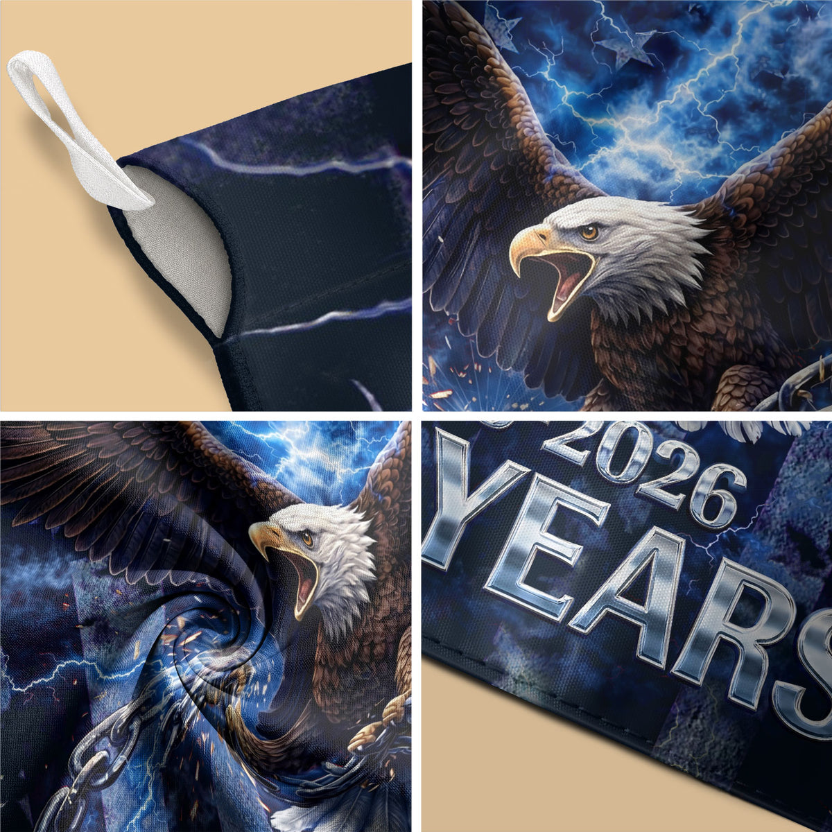 America 250th Anniversary House Flag - Patriotic Freedom Eagle 1776-2026, 250 Years Double Sided Outdoor Decor - Rust Field Wear