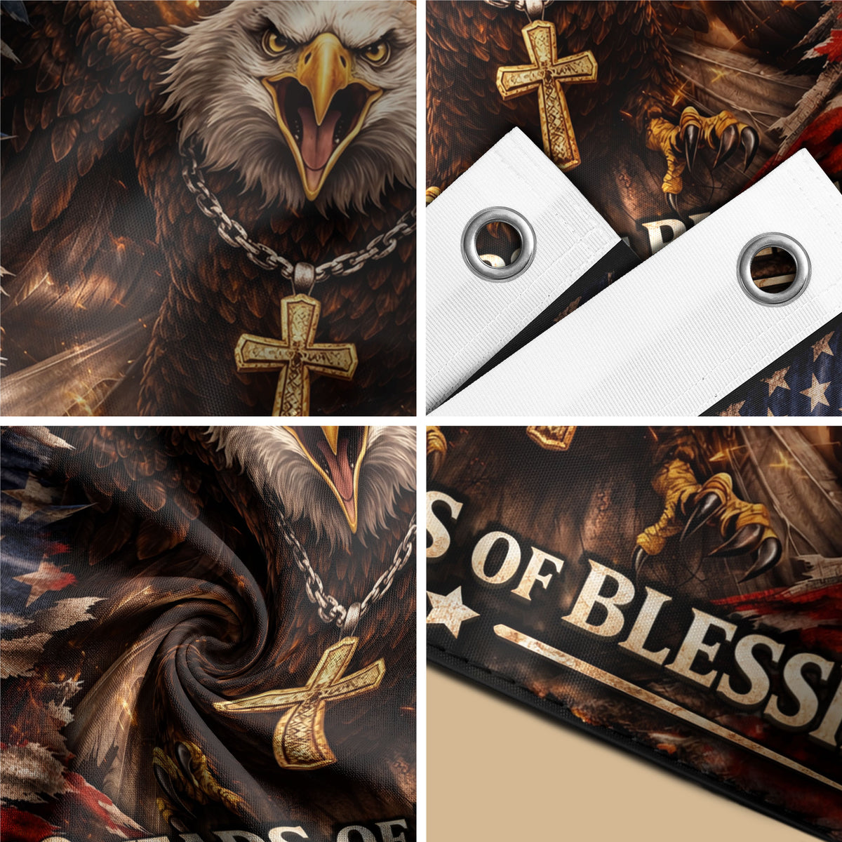 One Nation Under God 250th Anniversary Flag (1776–2026) – Bald Eagle and Cross Patriotic Christian Banner - Rust Field Wear
