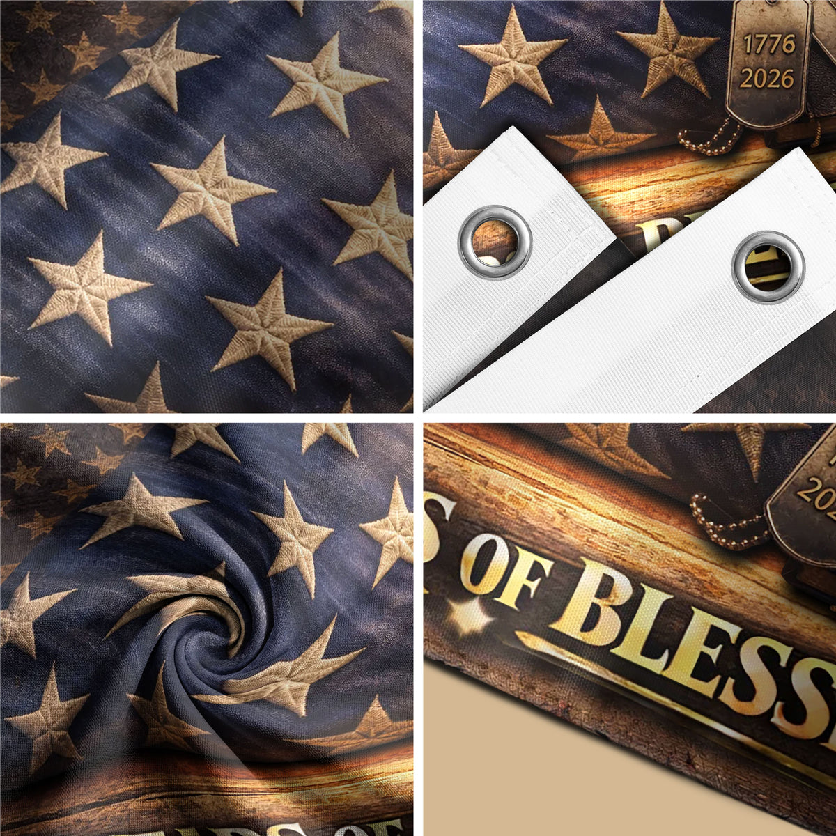 Christian 250 Years America Anniversary Flag, Holy Bible & One Nation Under God 1776-2026 - Double Sided Faith House Banner - Rust Field Wear