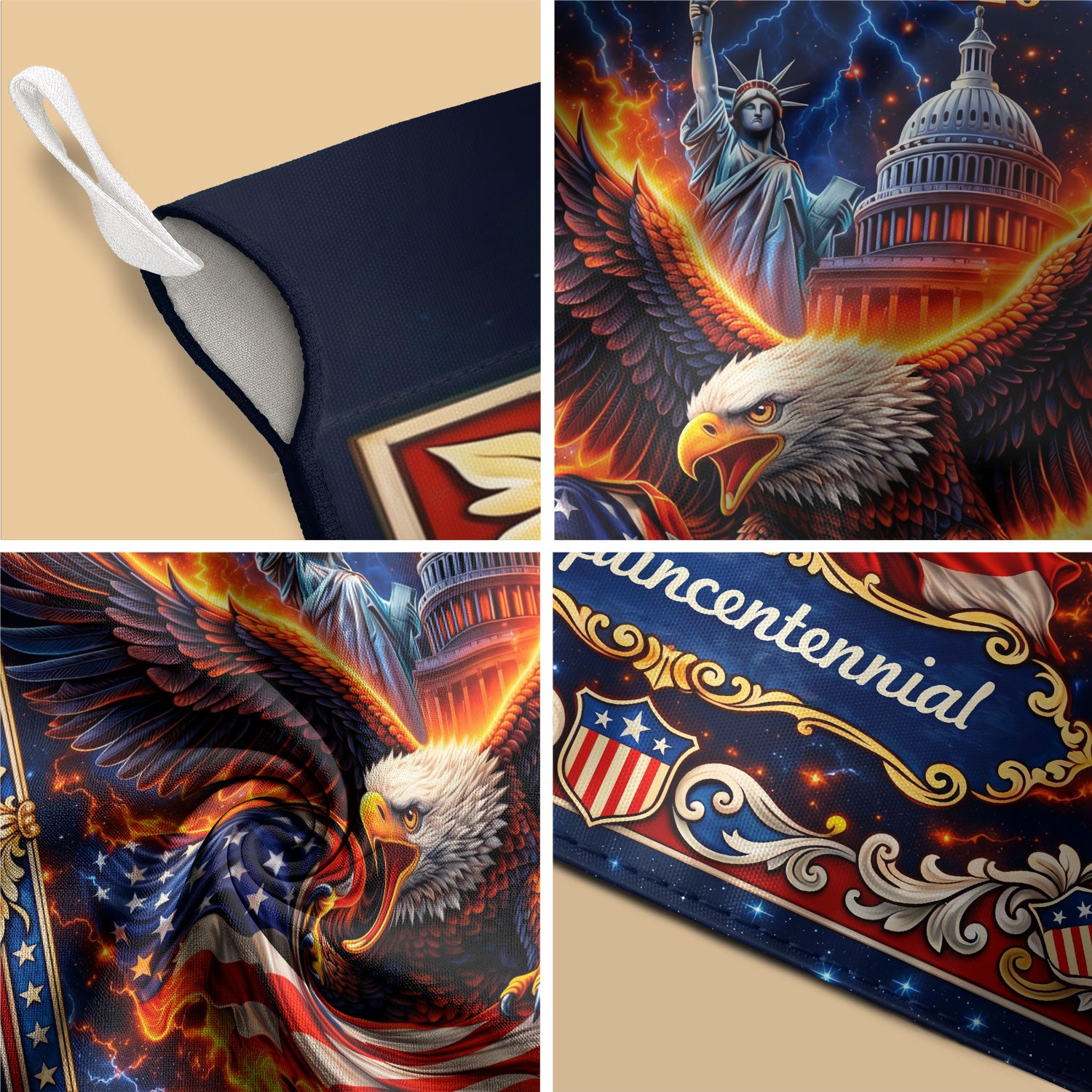 1776–2026 America 250th Anniversary House Flag – Bald Eagle & US Capitol Statue of Liberty Double Sided Banner