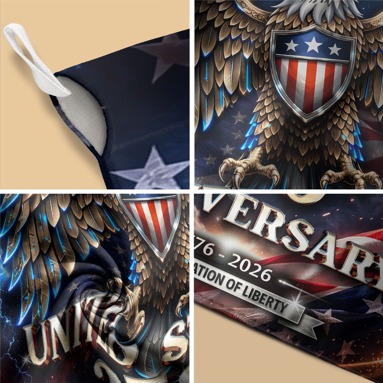 1776-2026 USA 250 Years 250th Anniversary Garden Flag – Bald Eagle & Fireworks Double Sided Patriotic Outdoor Banner