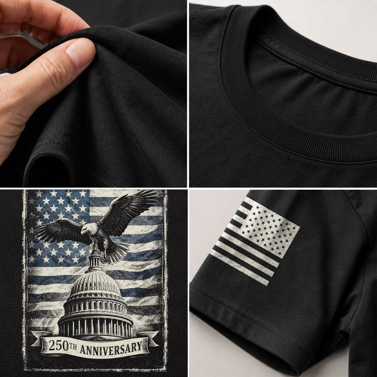 250 Years America Anniversary 1776-2026 Men's Patriotic T-Shirt – Retro Eagle & Capitol Freedom USA 250 Birthday Graphic Tee - Rust Field Wear