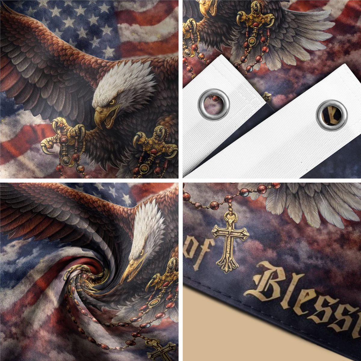 USA 250th Anniversary 1776-2026 Double Sided Flag – Flying Eagle 250 Years of Blessings One Nation Under God Decor - Rust Field Wear