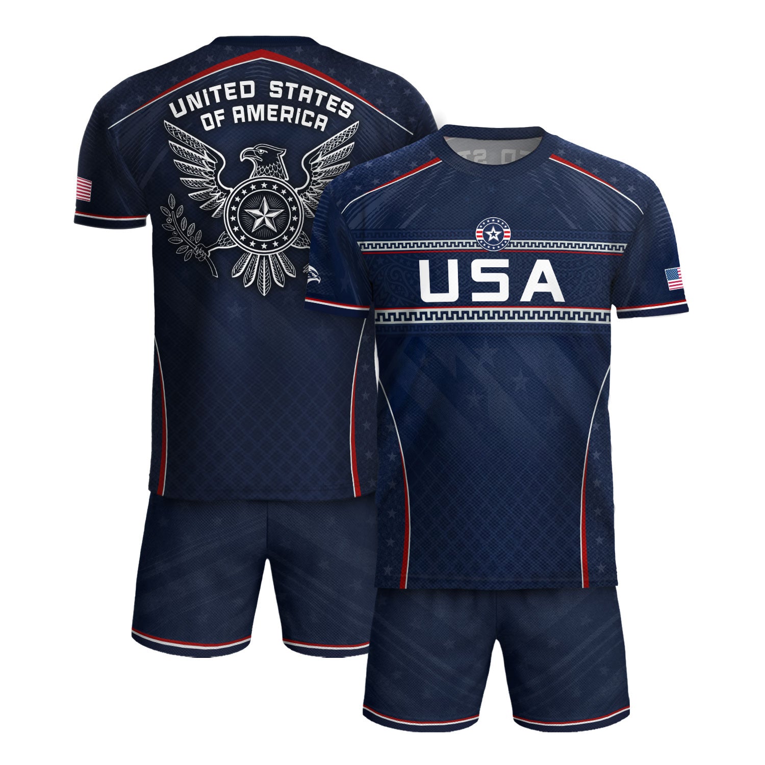 USA Soccer Jersey Navy Patriotic Eagle Graphic Athletic T-Shirt for Soccer Fans
