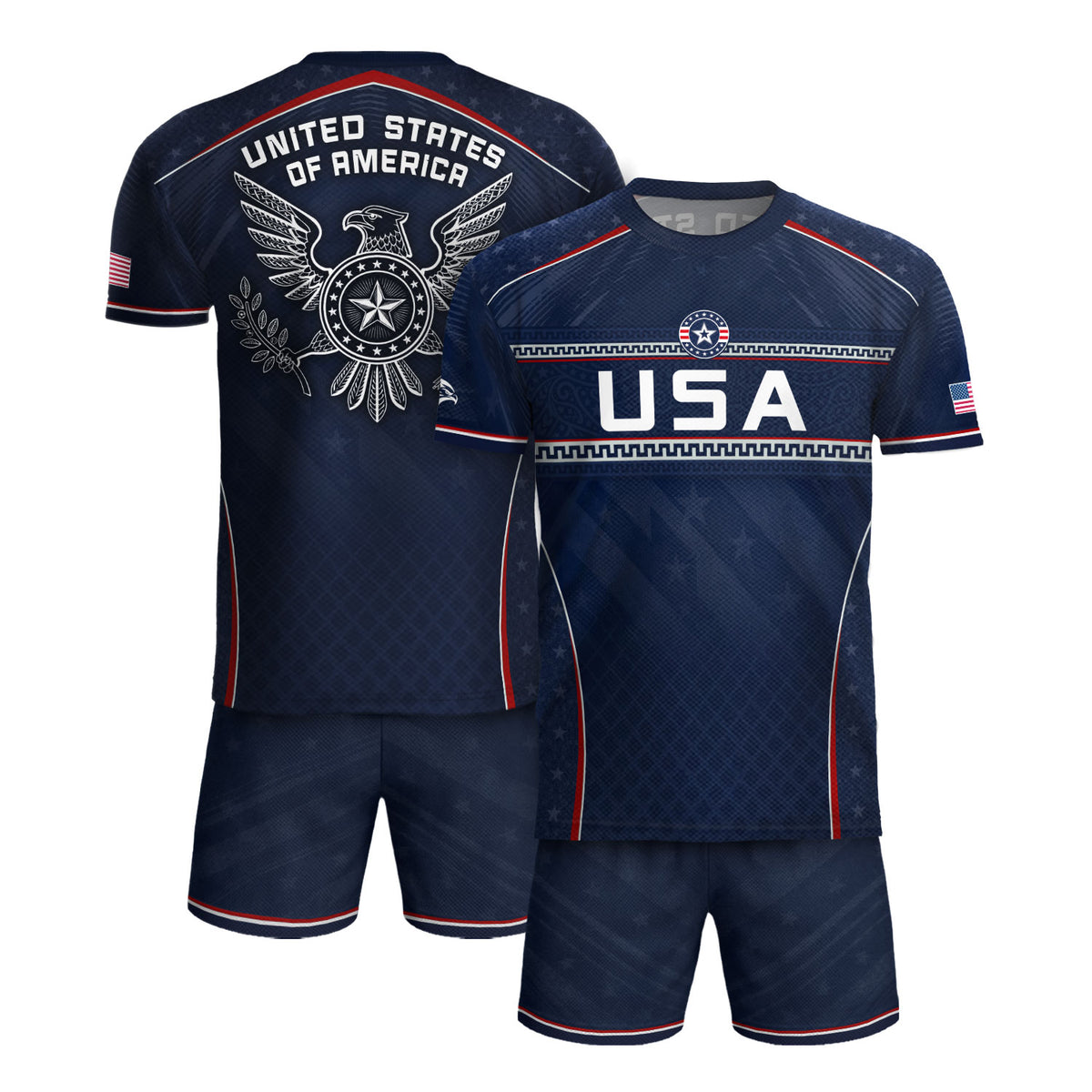 USA Soccer Jersey Navy Patriotic Eagle Graphic Athletic T-Shirt for Soccer Fans - Rust Field Wear