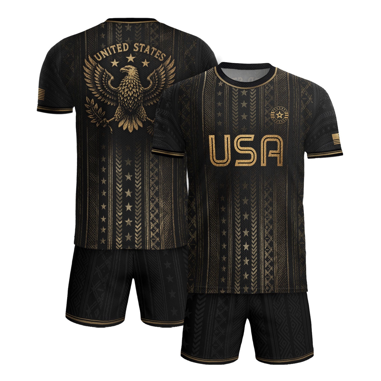 Black USA Soccer Shirt Golden Eagle Emblem United States National Team Fan Jersey Gift Tee