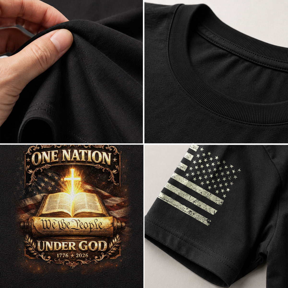 1776-2026 America 250th Anniversary T-Shirt – We The People Bible & Flag One Nation Under God 250 Years of Faith Patriotic Bootleg Tee - Rust Field Wear