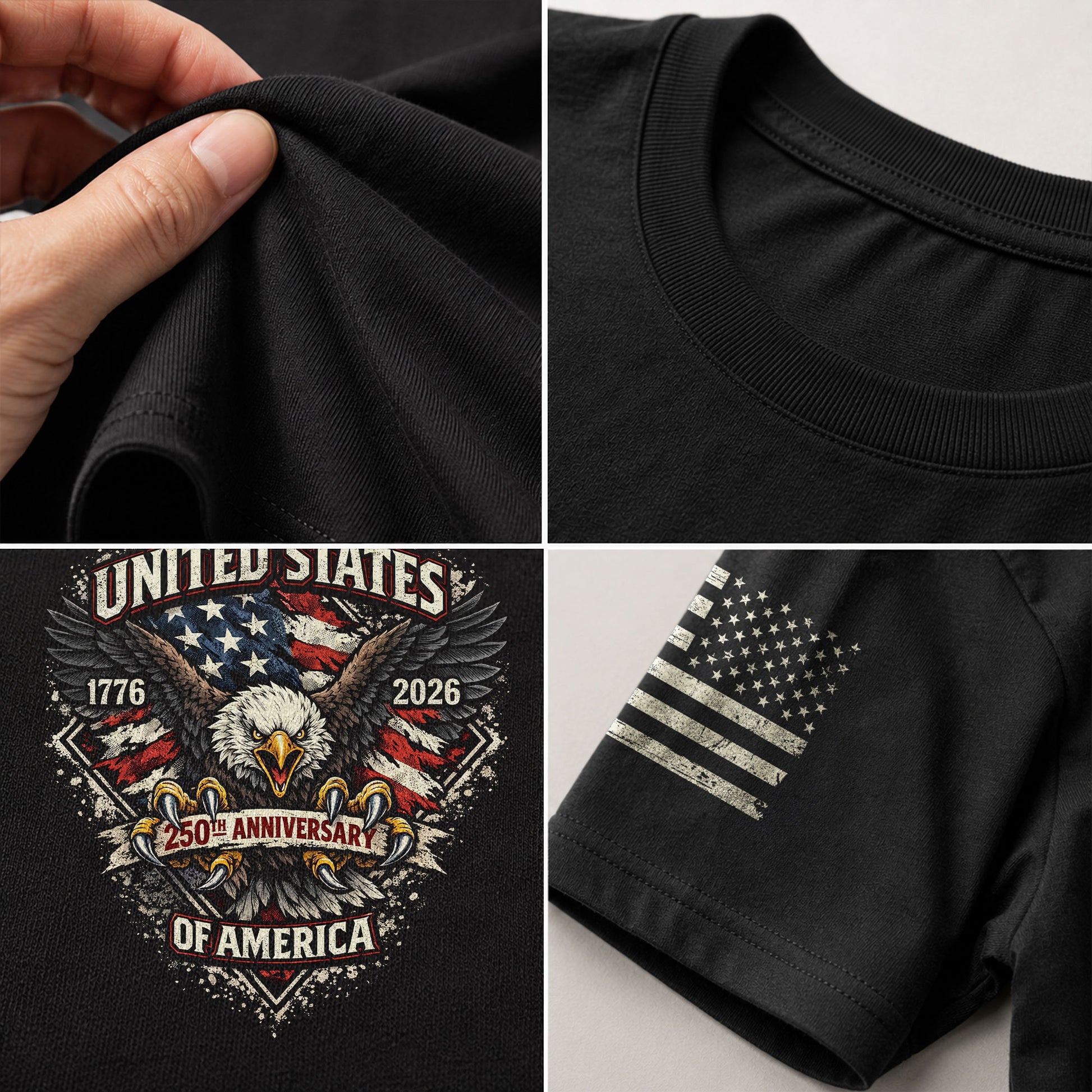 America 250th Anniversary T-Shirt 1776-2026 – Patriotic Bald Eagle & USA Flag Tee - Rust Field Wear