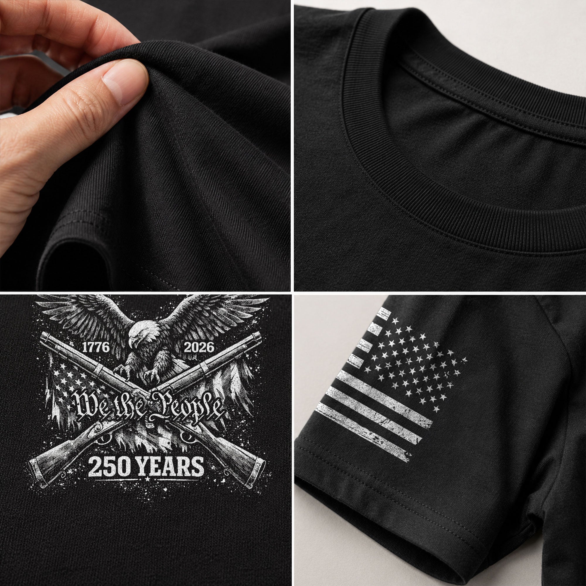 America 250th Anniversary T-Shirt 1776-2026 – We The People Eagle & Crossed Rifles Tee - Rust Field Wear