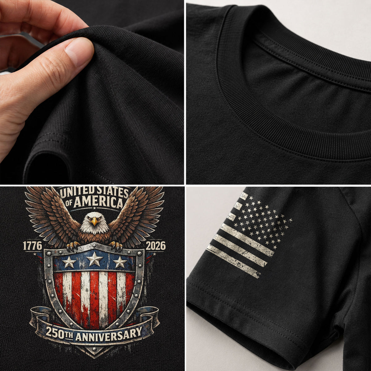 America 250th Anniversary T-Shirt 1776-2026 – Eagle Shield Heritage Tee - Rust Field Wear