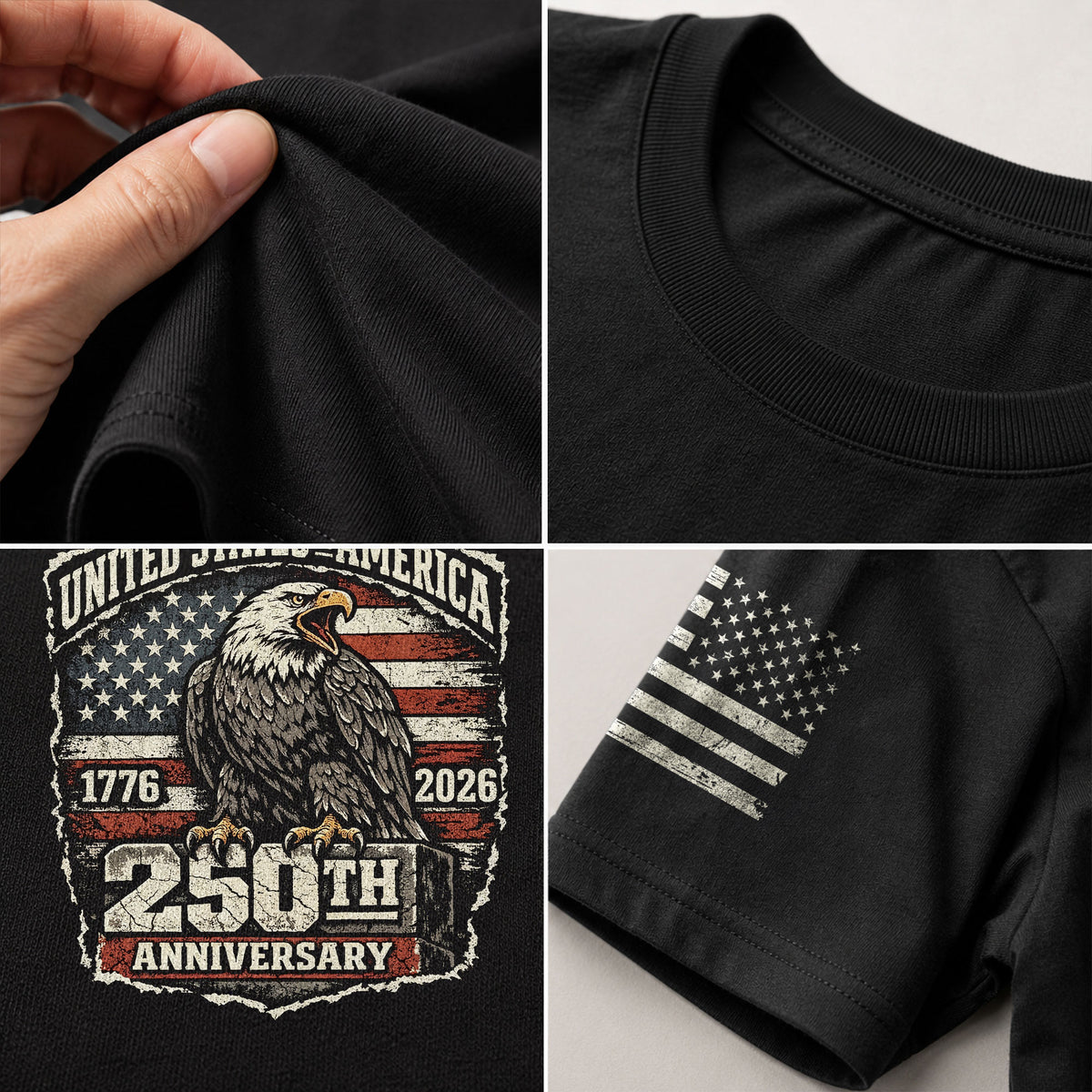 America 250th Anniversary T-Shirt 1776-2026 – USA Patriotic Eagle Legacy Tee - Rust Field Wear