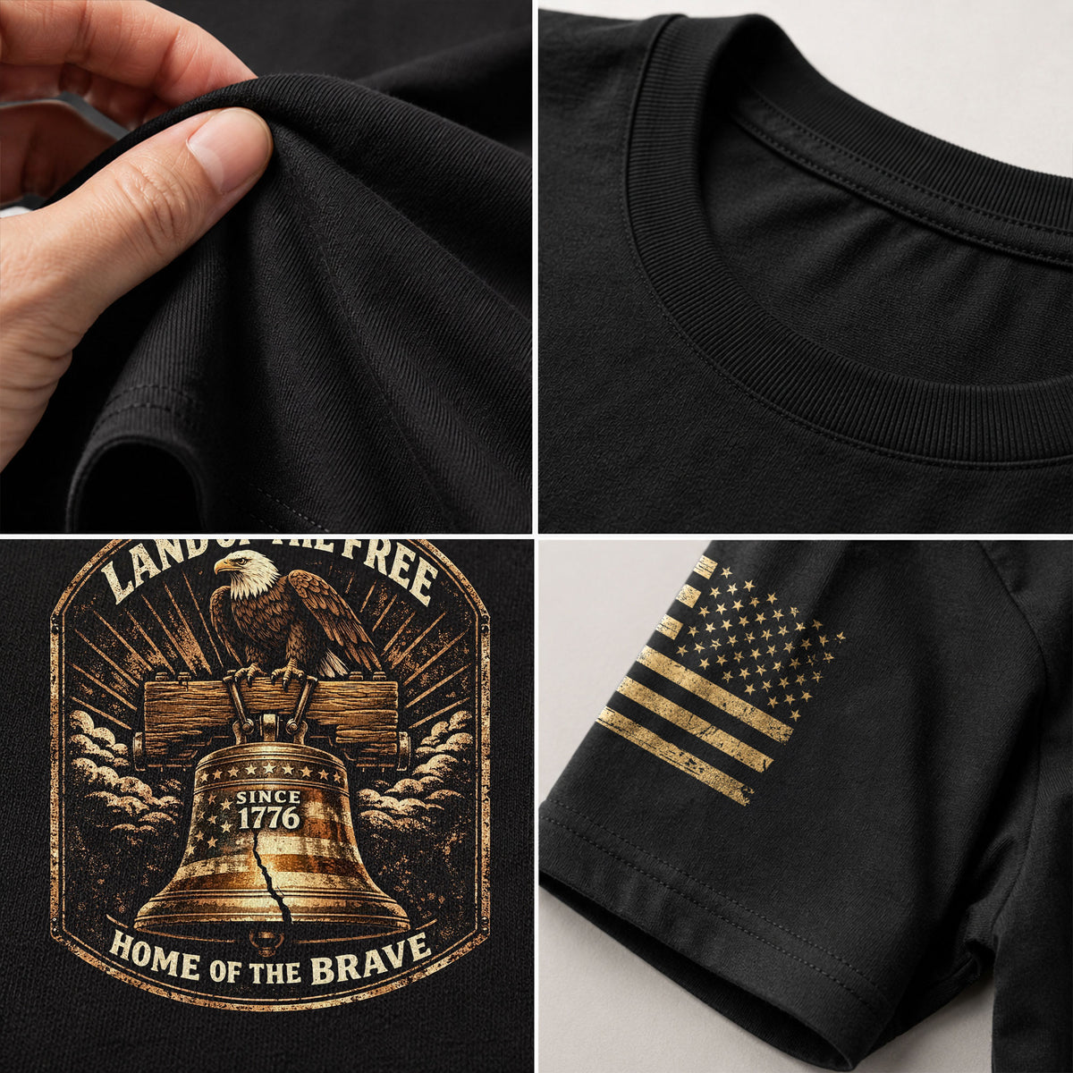 America 250th Anniversary T-Shirt 1776-2026 – Land of the Free Liberty Bell & Eagle Tee - Rust Field Wear