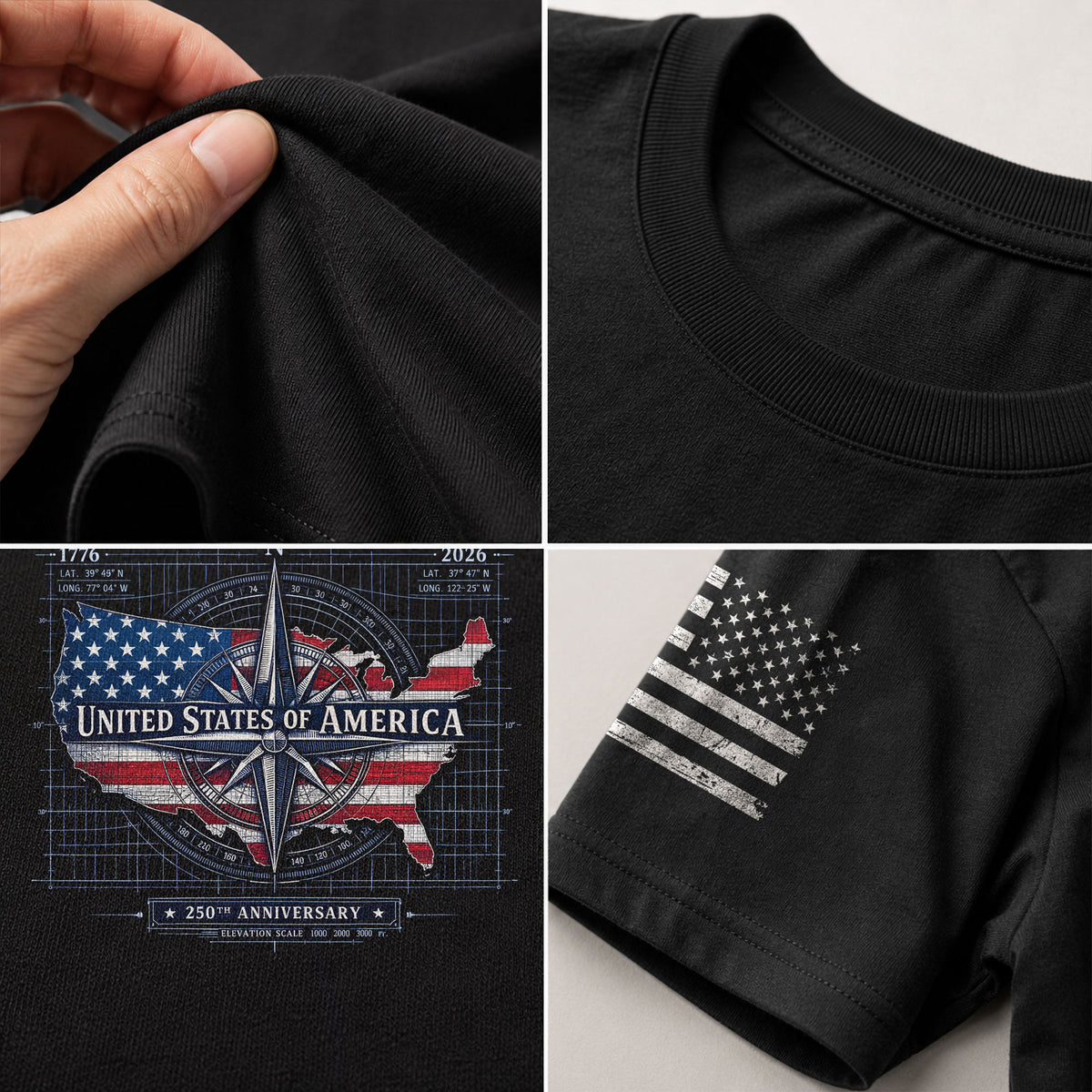250th Anniversary USA Shirt 1776-2026 – Patriotic US Flag Freedom Tee, American Birthday Mens T-Shirt - Rust Field Wear