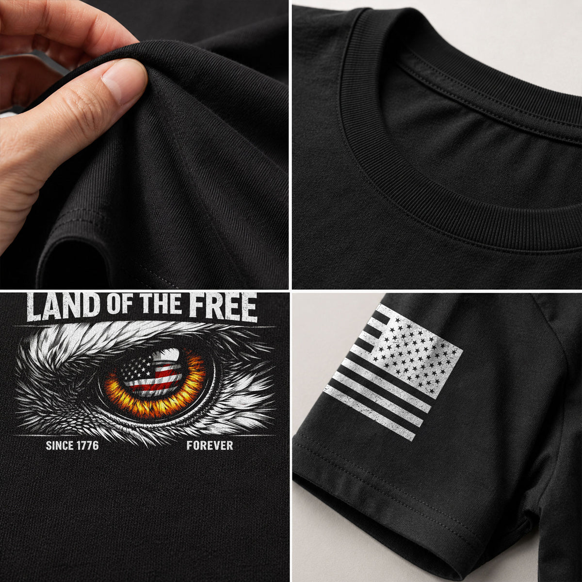 250 Years of Freedom 1776-2026 Patriotic T-Shirt – Eagle Eye & American Flag USA Mens Shirt - Rust Field Wear