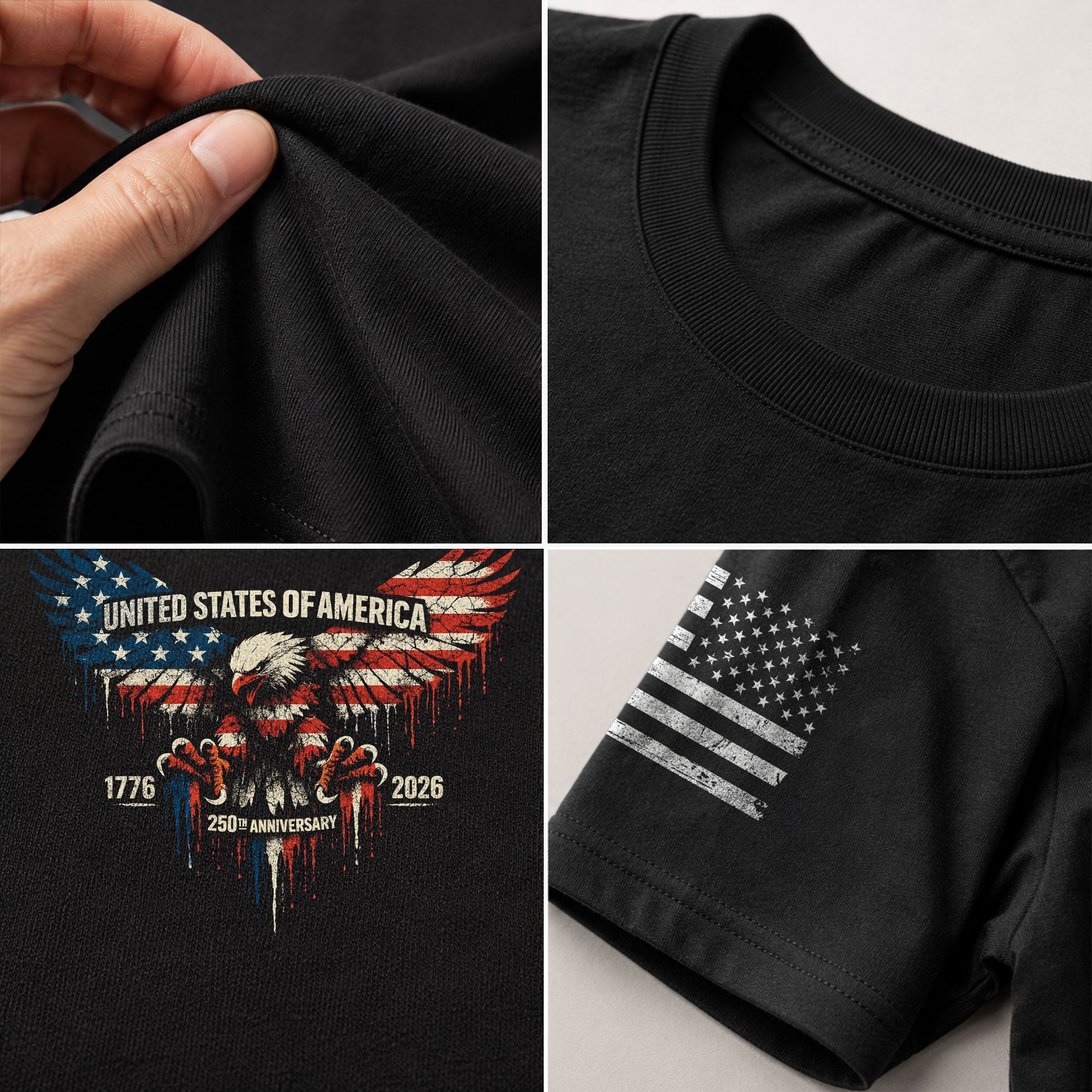 America 250th Anniversary 1776-2026 T-Shirt – USA Flag & Eagle Patriotic 250 Years of Freedom Tee - Rust Field Wear