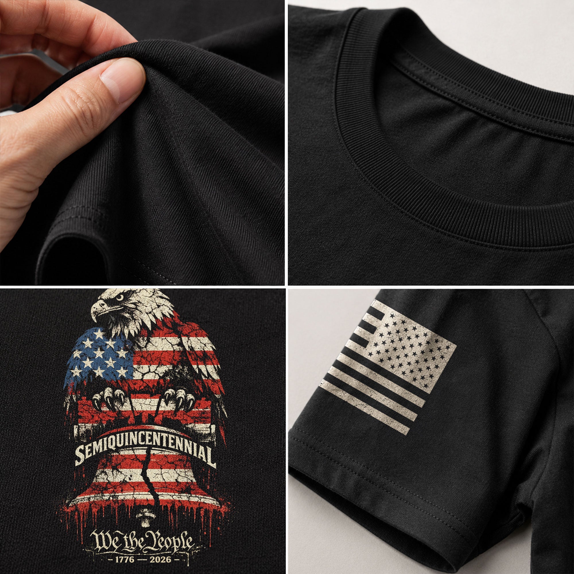1776-2026 America 250th Anniversary T-Shirt – Liberty Bell & Eagle We The People Patriotic Mens Tee - Rust Field Wear
