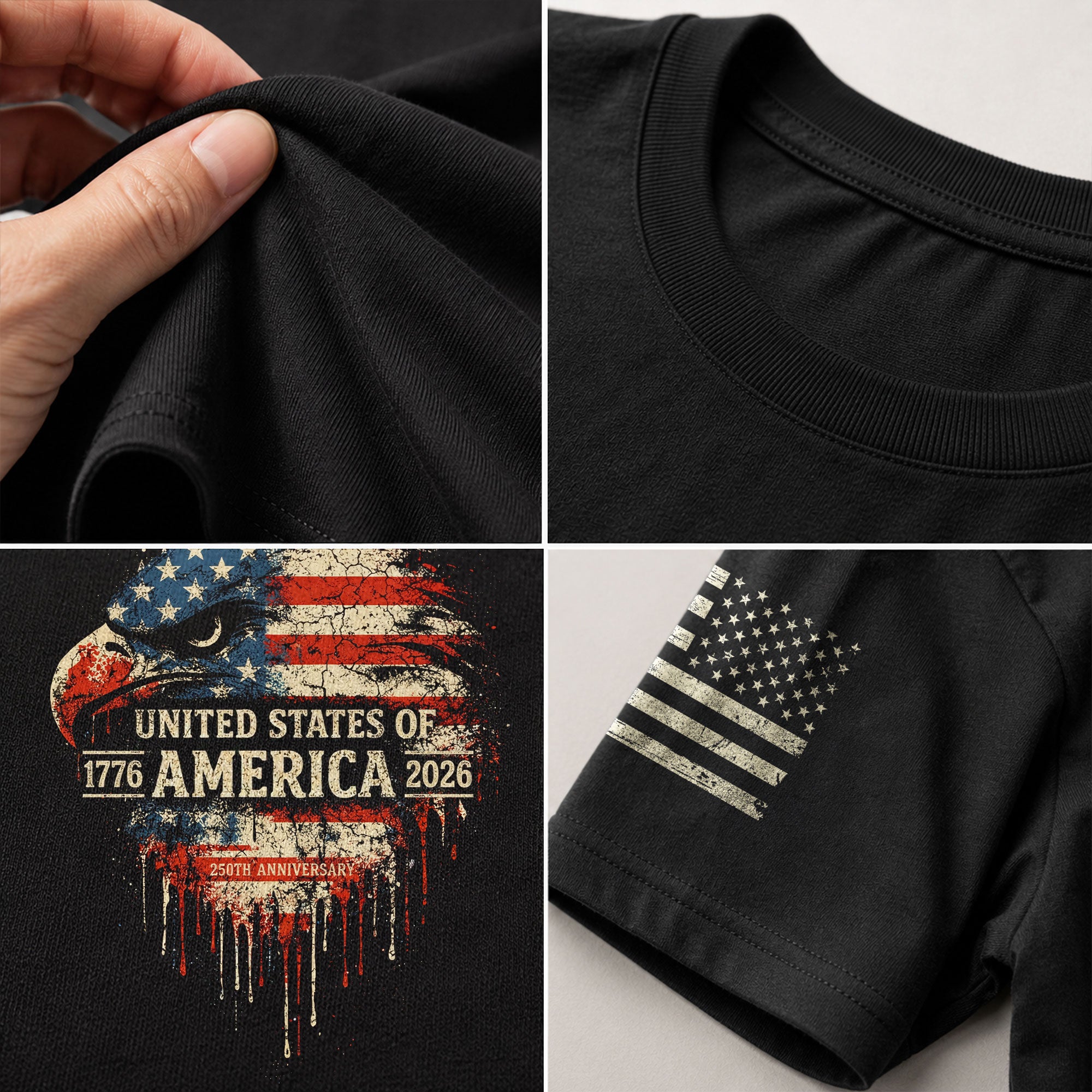 United States 250th Birthday 1776-2026 T-Shirt – USA Flag & Eagle Freedom Patriotic Anniversary Tee - Rust Field Wear