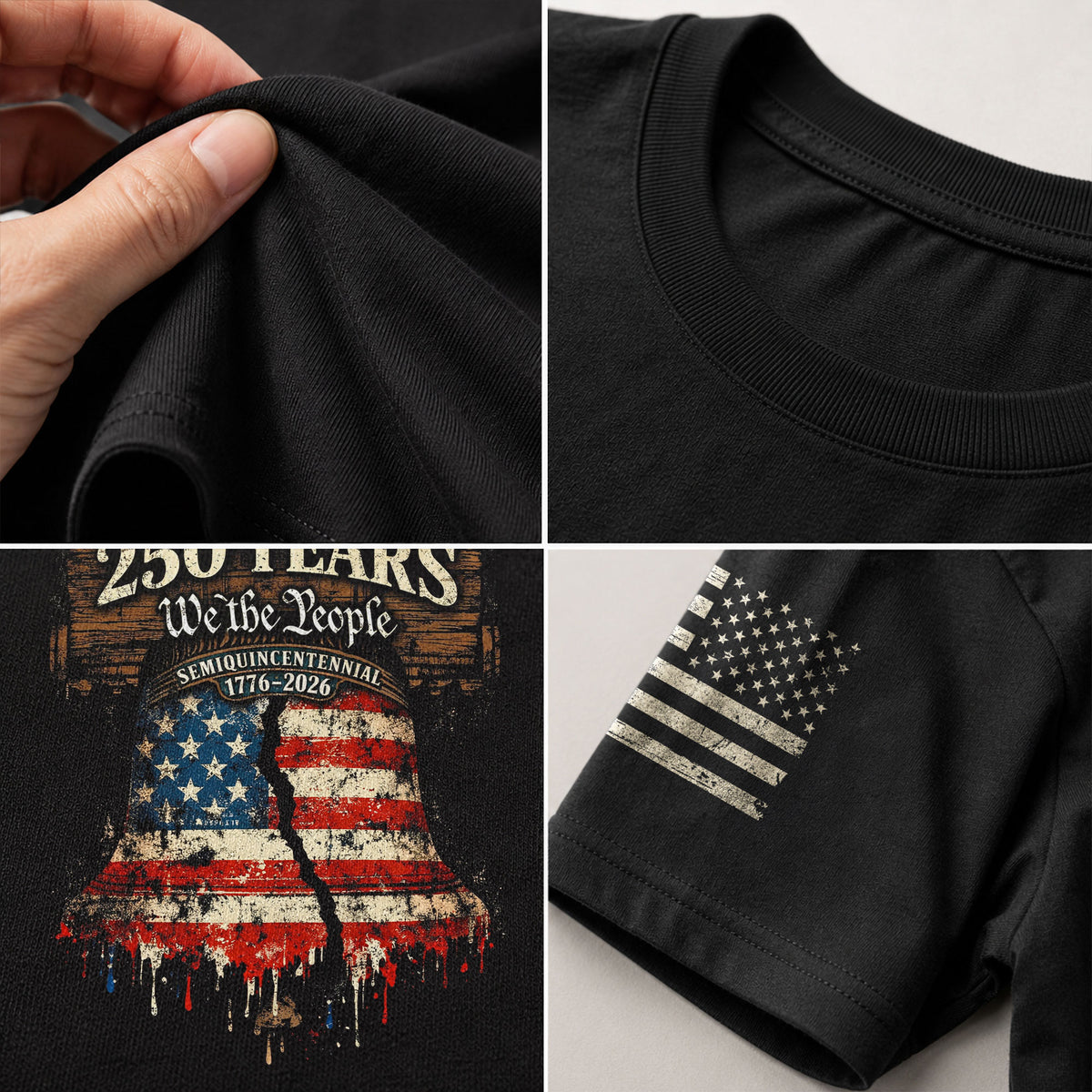 America 250th Anniversary 1776-2026 T-Shirt – We The People 250 Years Liberty Bell Patriotic Tee - Rust Field Wear