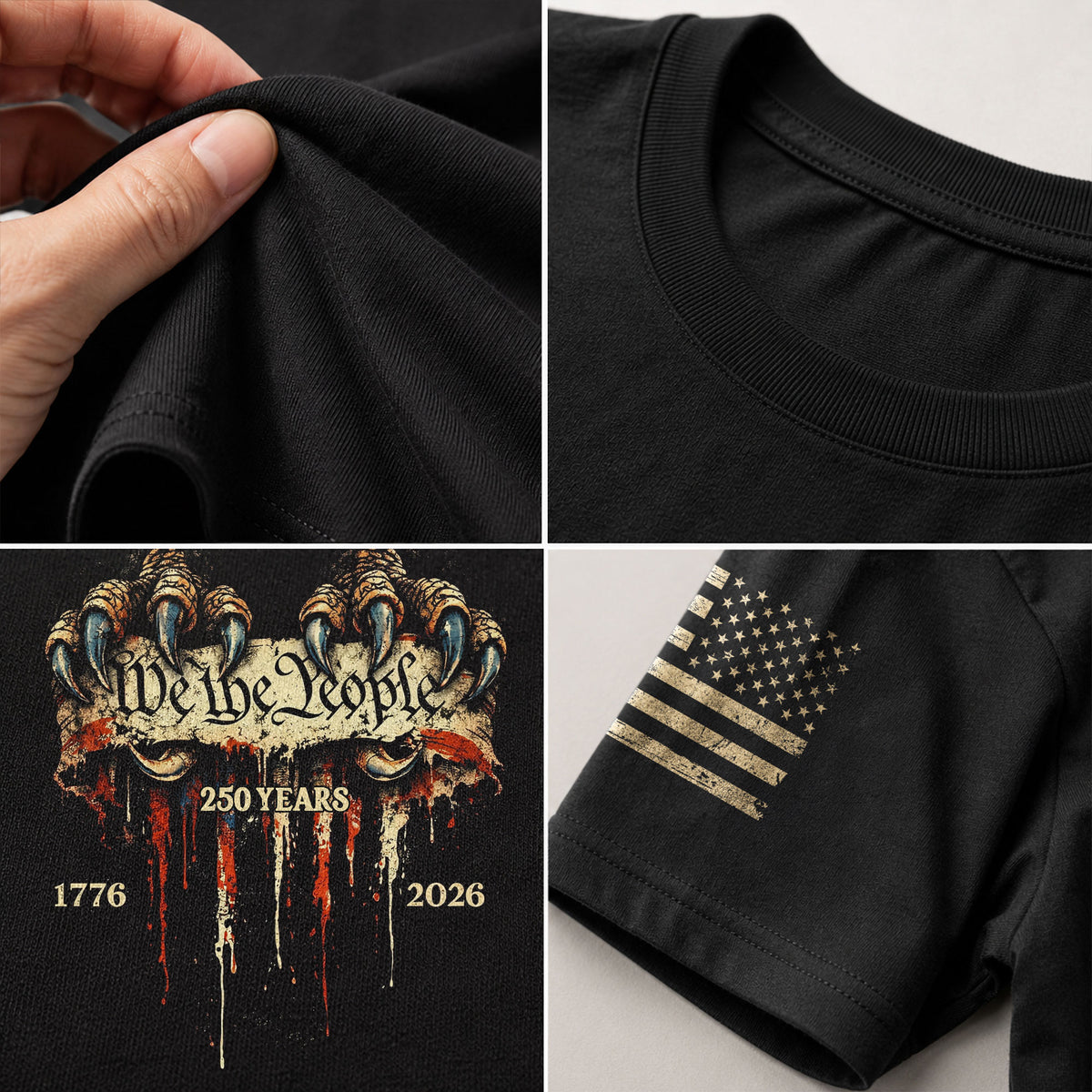 USA 250th Anniversary 1776-2026 T-Shirt – Patriotic Eagle Talons We The People America Tee - Rust Field Wear