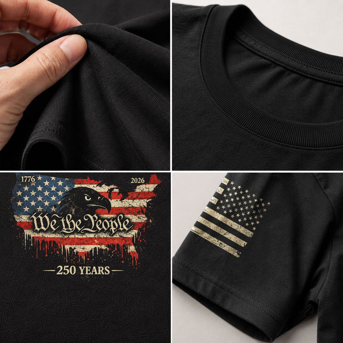 USA 250th Anniversary 1776-2026 T-Shirt – USA Map & Eagle We The People Patriotic Shirt - Rust Field Wear