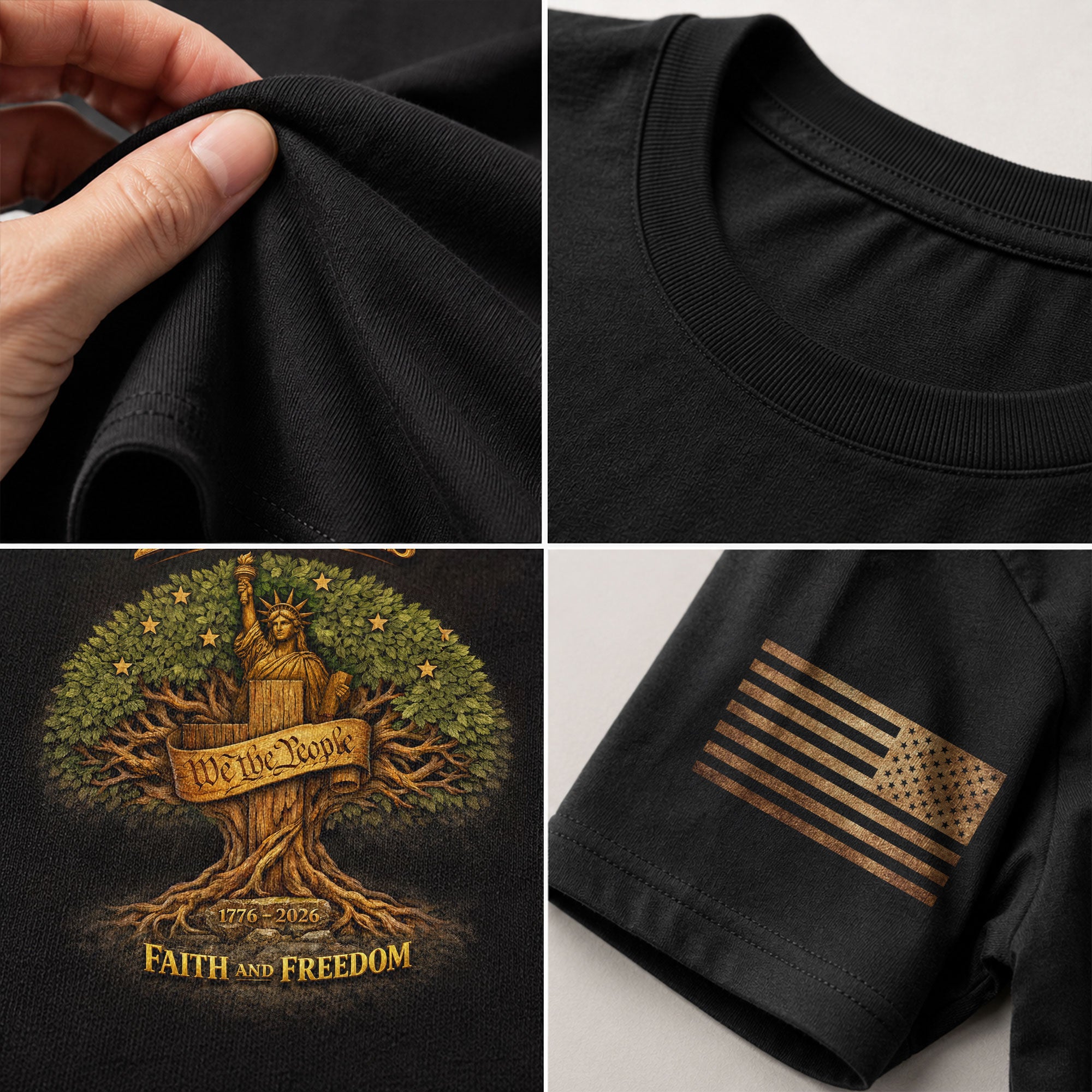 America 250th Anniversary T-Shirt 1776-2026 – Statue of Liberty & Cross Christian Tee - Rust Field Wear