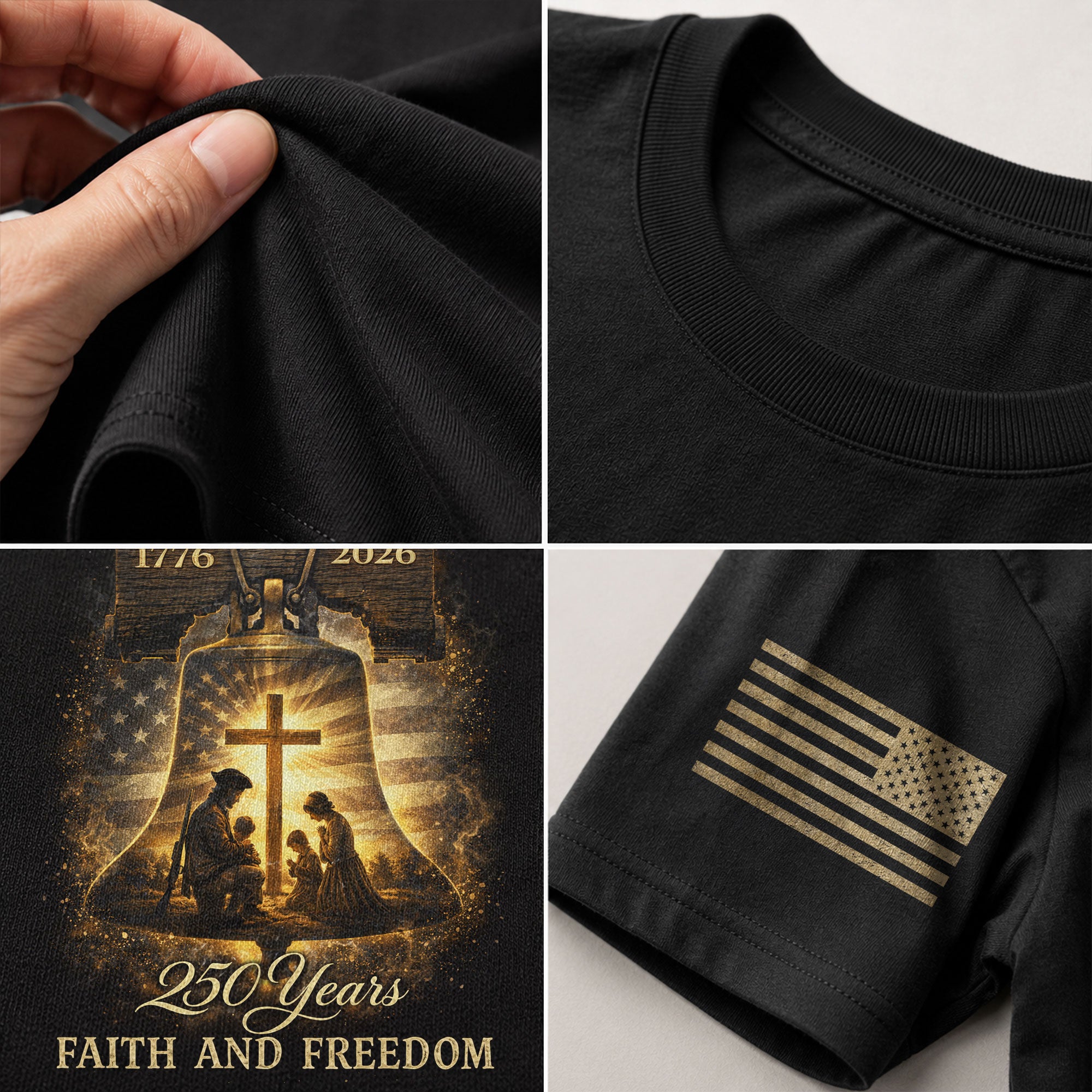 America 250th Anniversary Hoodie 1776-2026 – Family Prayer & Holy Cross Christian Hoodie - Rust Field Wear