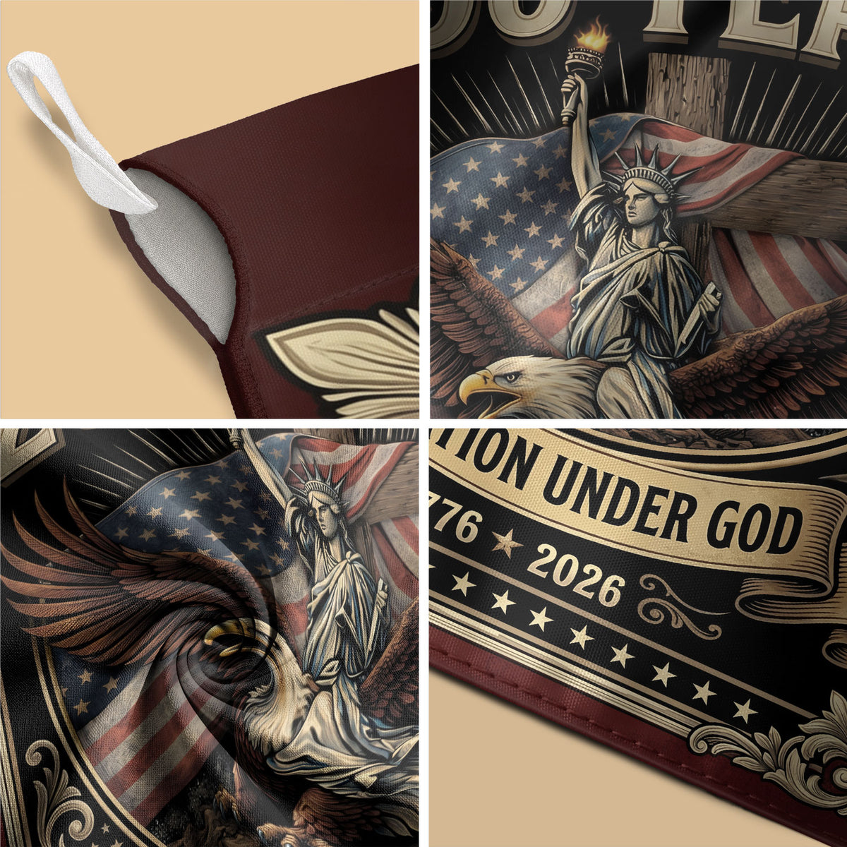 Christian Patriotic House Flag – One Nation Under God Cross Flag, We The People, Faith and Freedom, 250 Years of Freedom USA Flag - Rust Field Wear