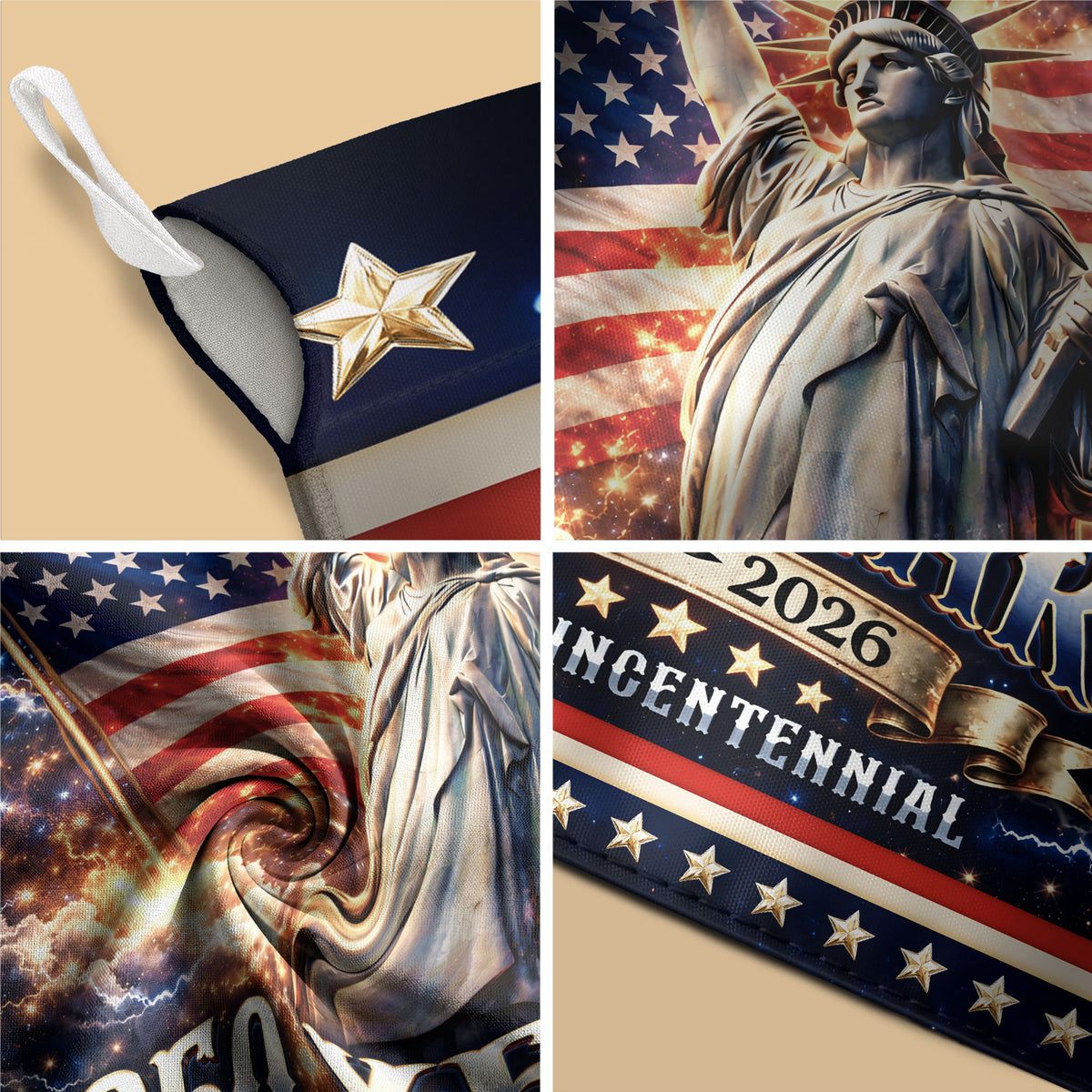 USA 250th Anniversary House Flag 1776-2026 – Statue of Liberty Patriotic Double Sided House Yard Decor - Rust Field Wear