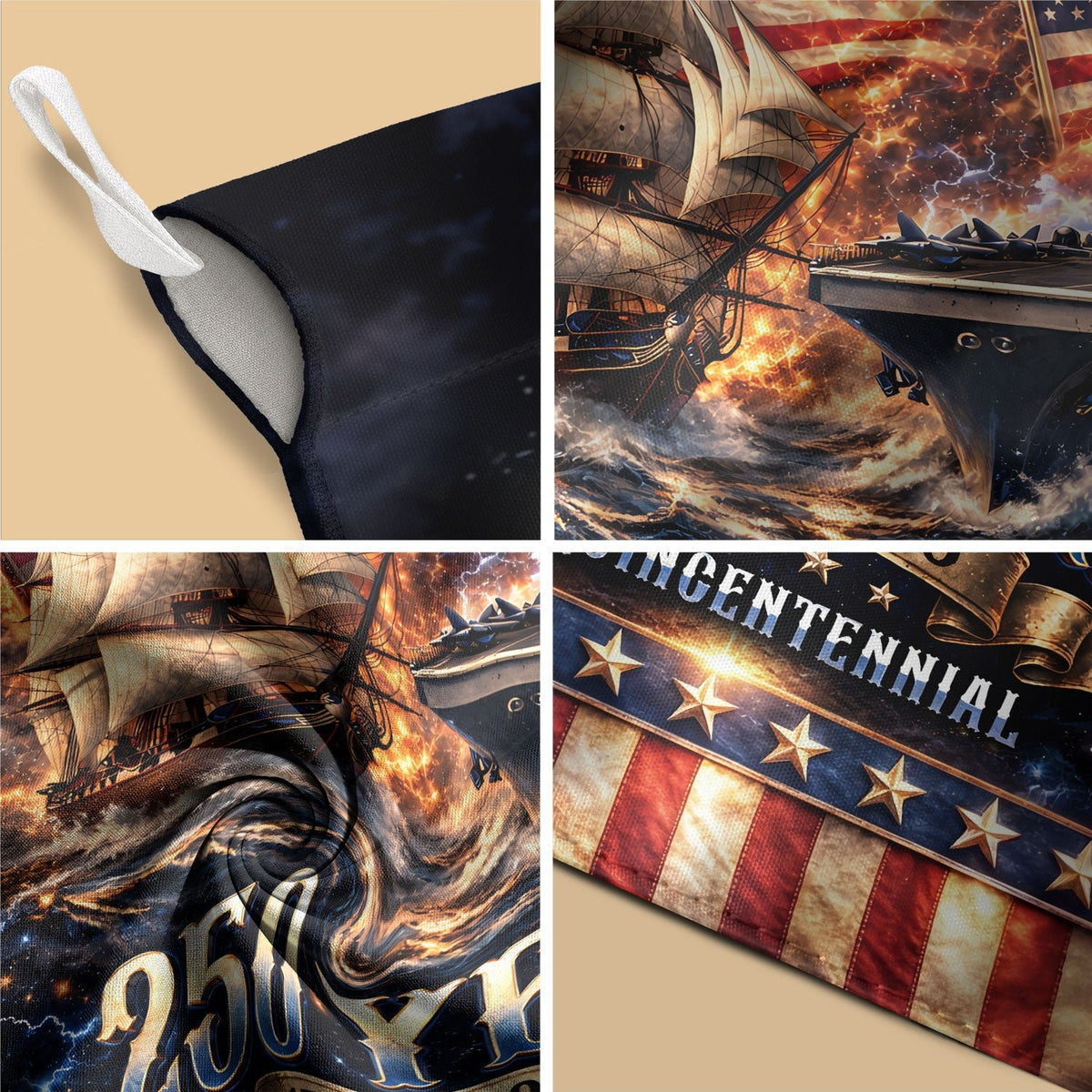 1776-2026 USA 250th Anniversary House Flag – Navy History & Modern Power Patriotic Double Sided Flag - Rust Field Wear