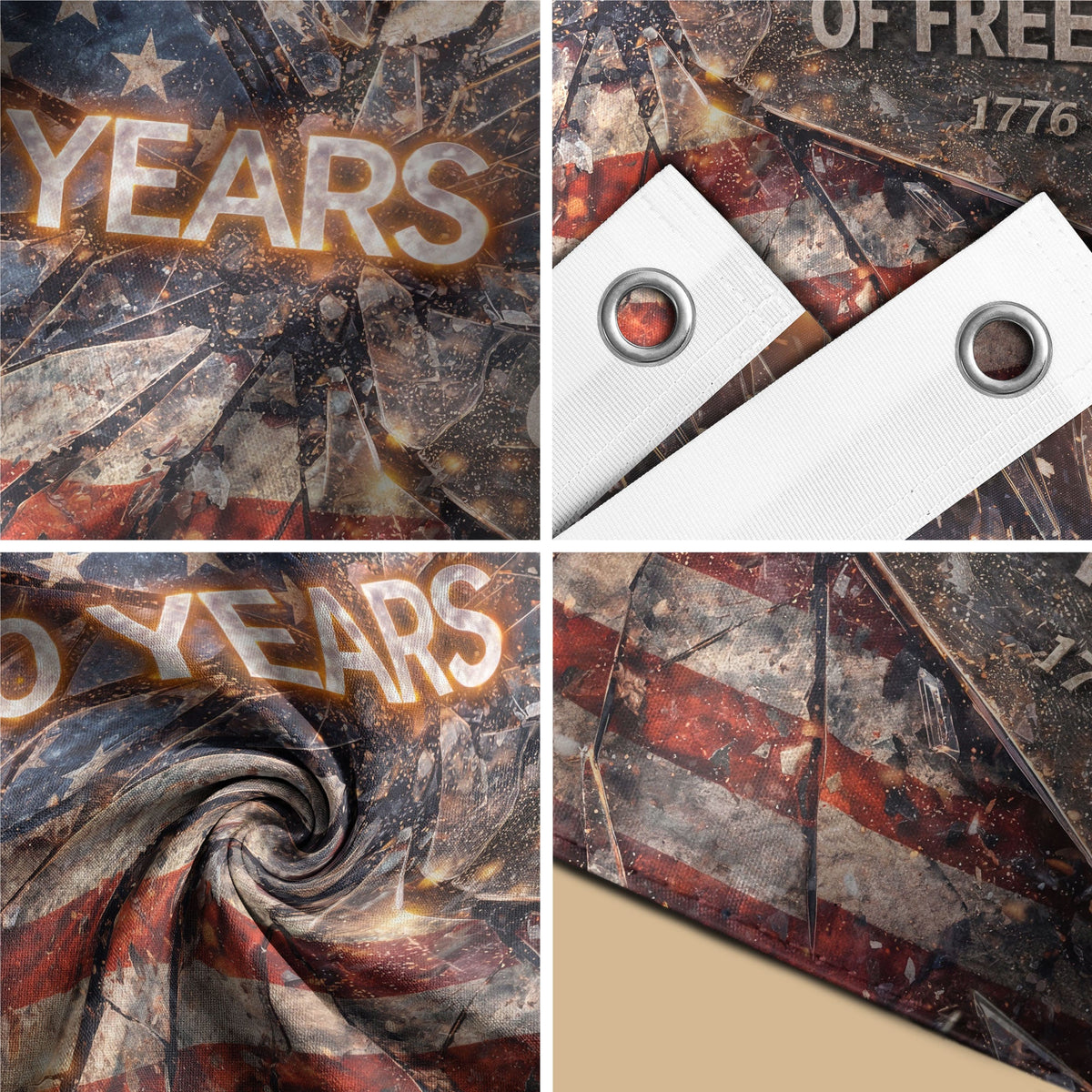 250 Years Flag 1776–2026 – Shattered Glass Eagle Christian Freedom House Flag - Rust Field Wear