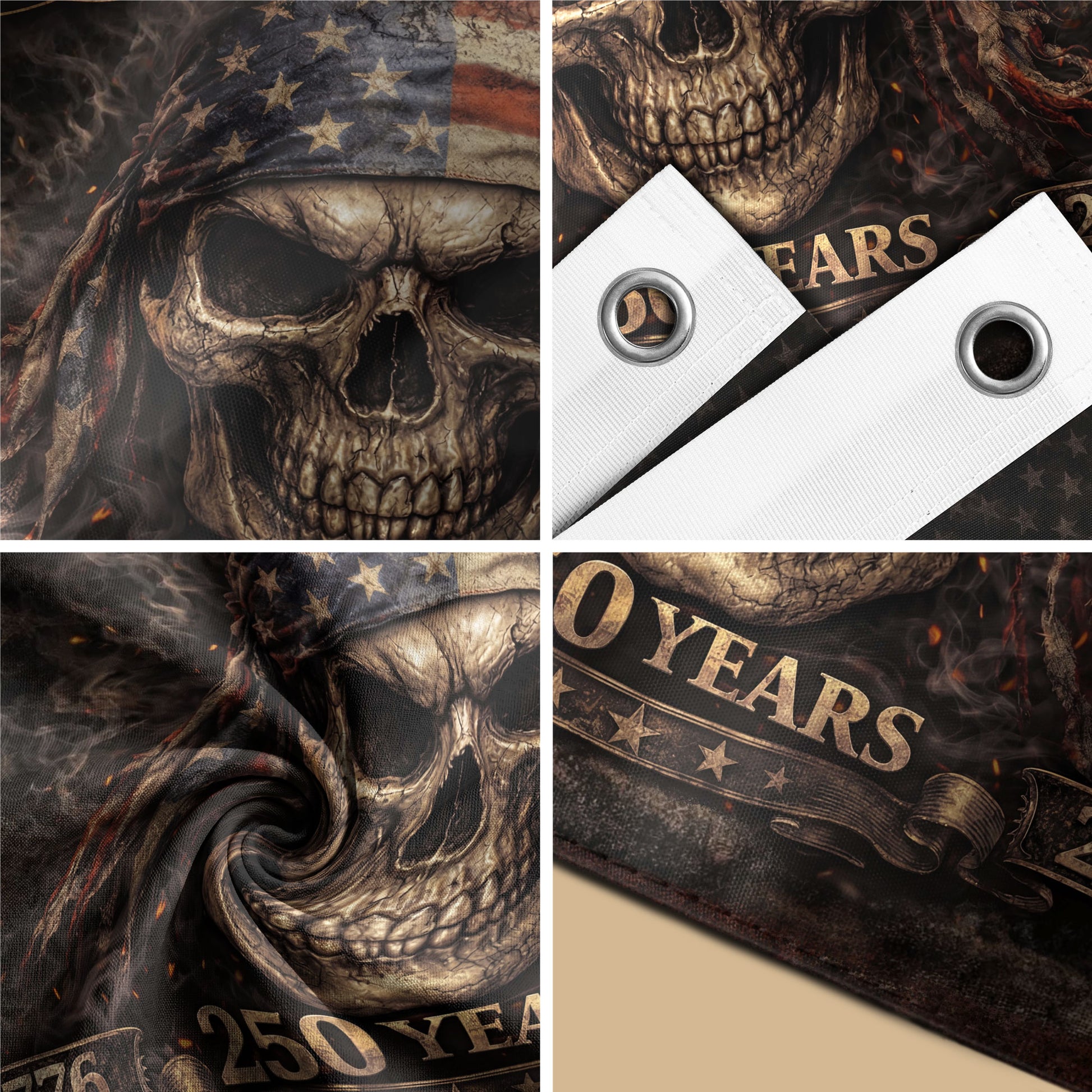 We The People 1776–2026 Flag – Patriotic Skull 250 Years House Flag - Rust Field Wear